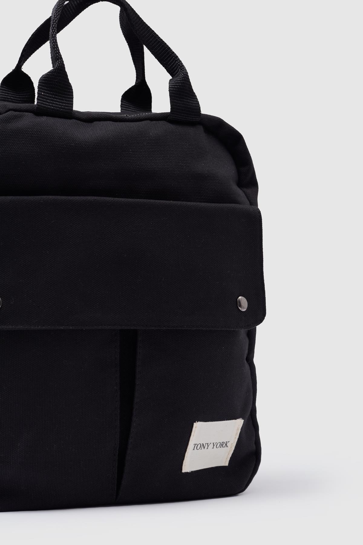 Unisex Keten Sırt Ve Kol Çantası SİYAH