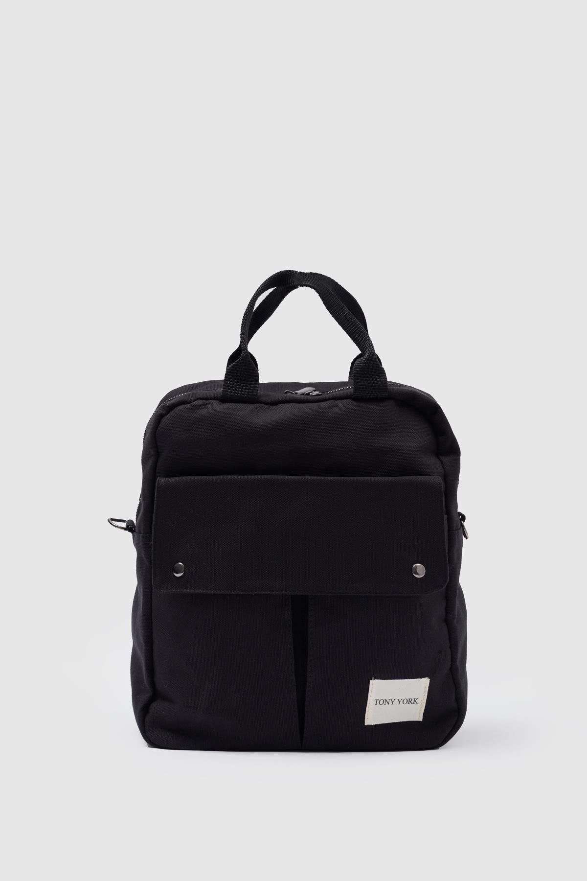 Unisex Keten Sırt Ve Kol Çantası SİYAH