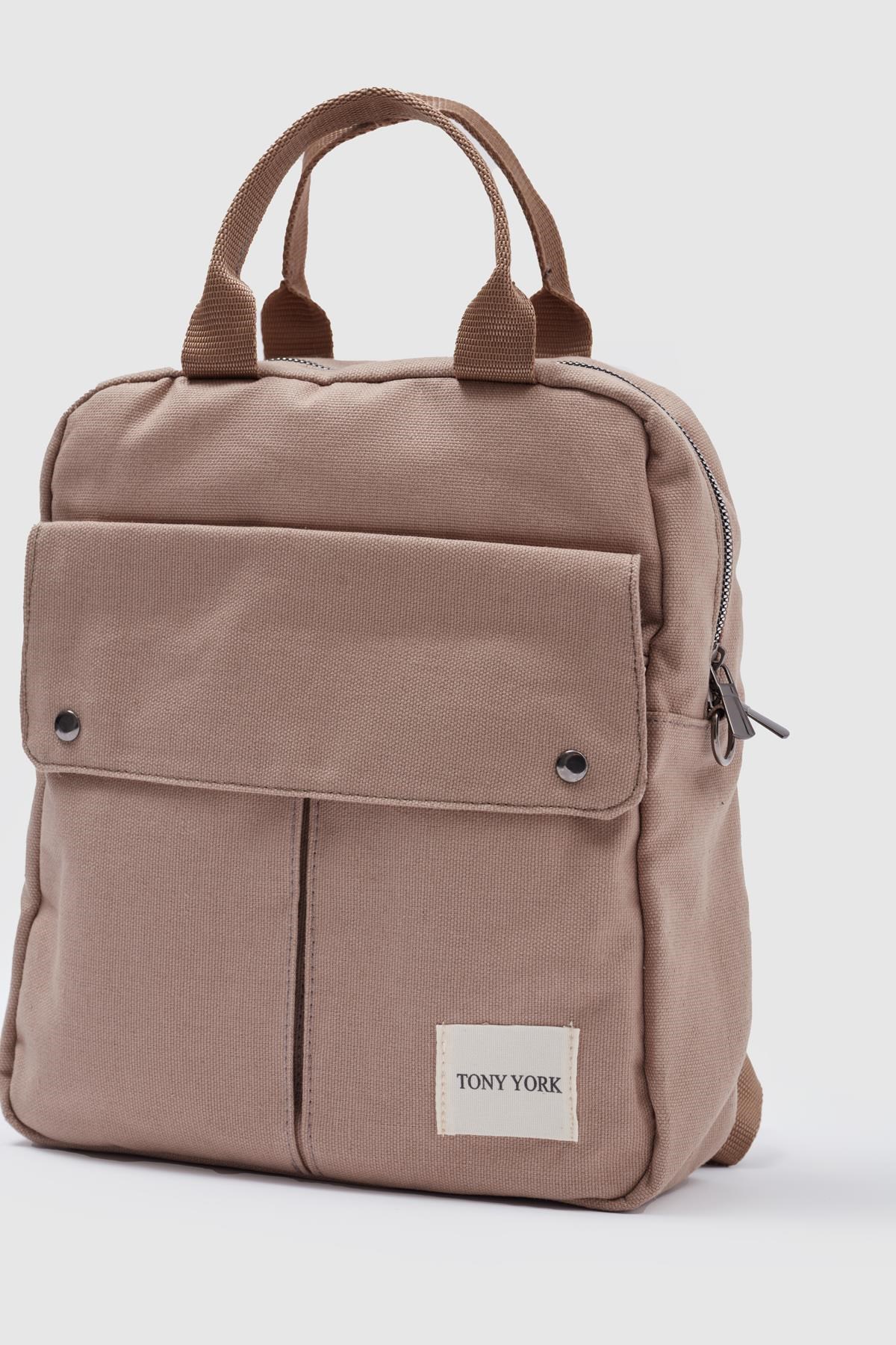 Unisex Keten Sırt Ve Kol Çantası VİZON