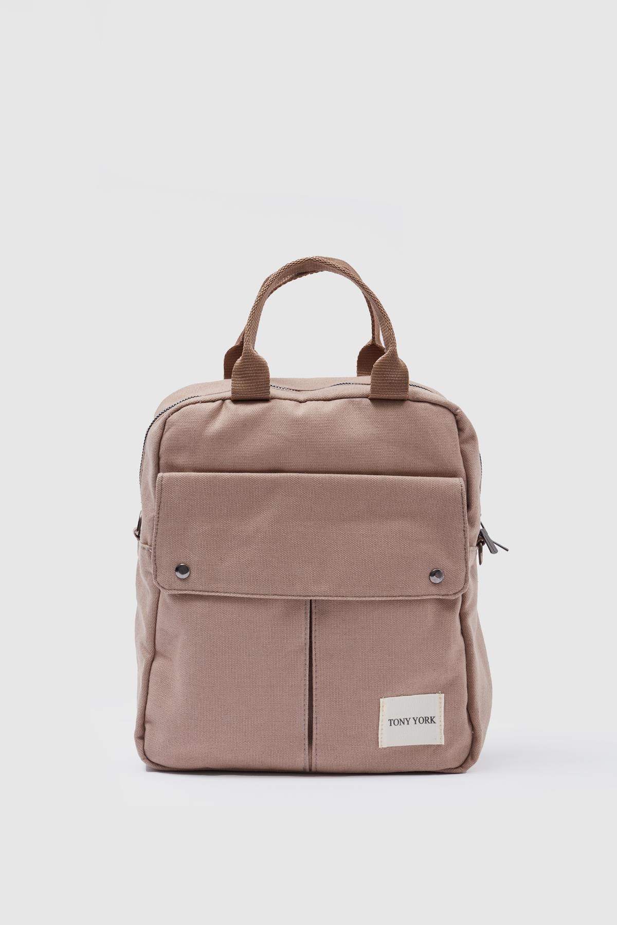 Unisex Keten Sırt Ve Kol Çantası VİZON