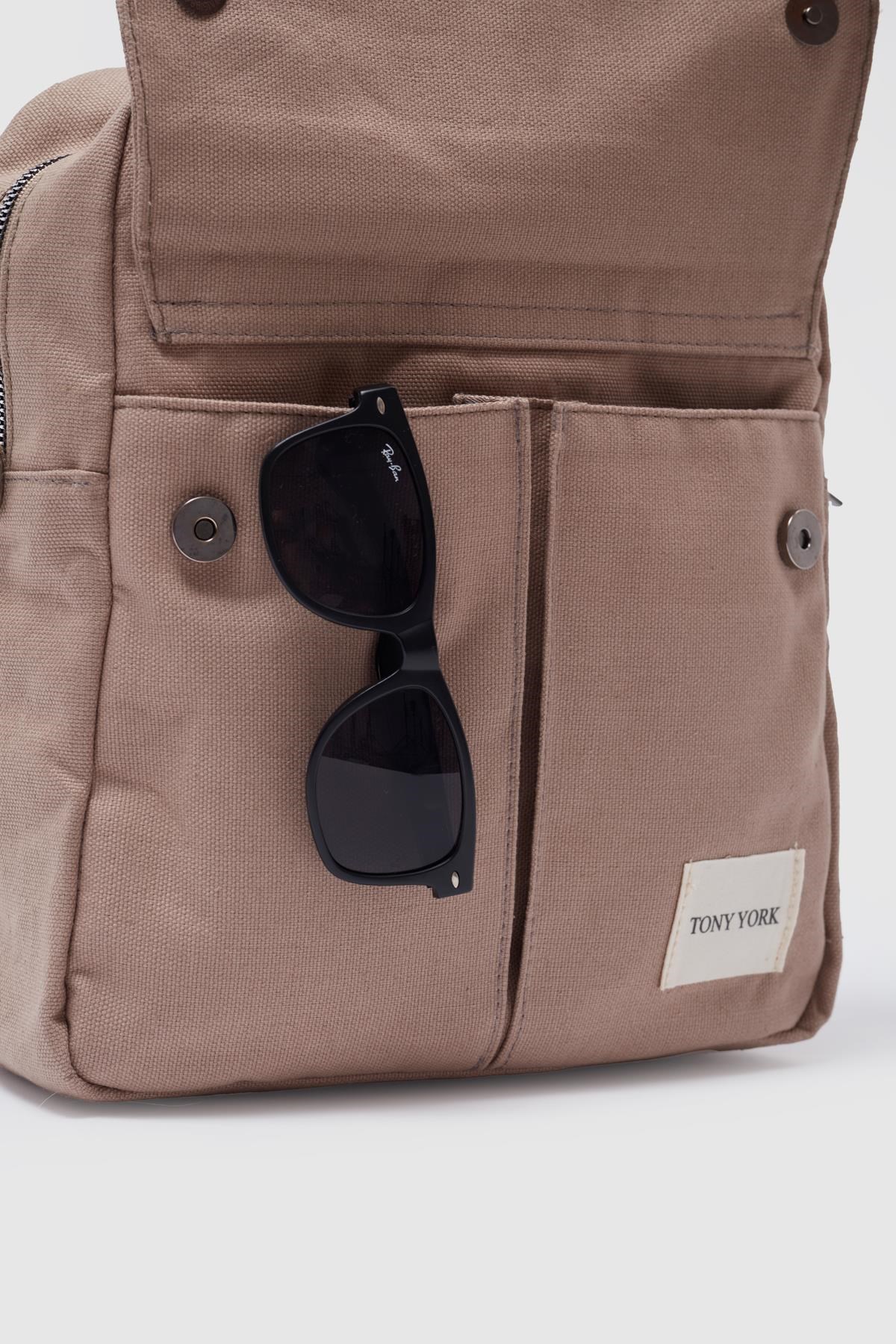 Unisex Keten Sırt Ve Kol Çantası VİZON