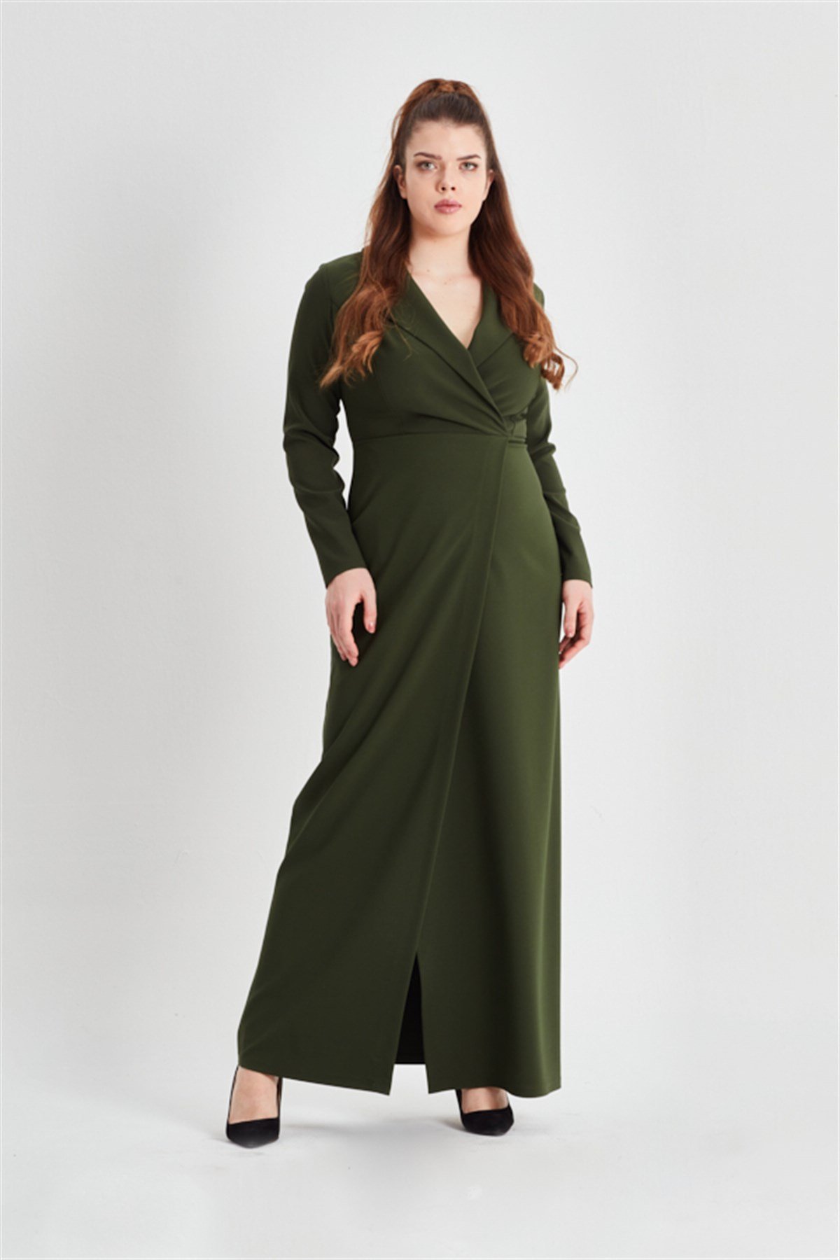 Anvelop Kapama Erkek Yaka Uzun Elbise		