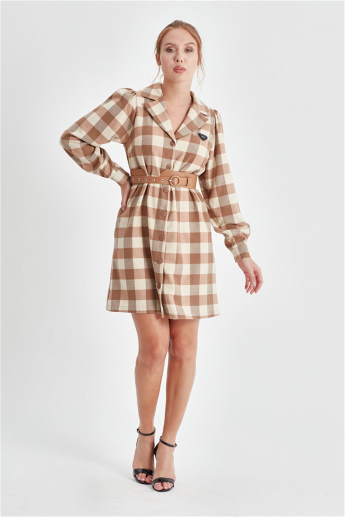 Ekoseli Gömlek Elbise		