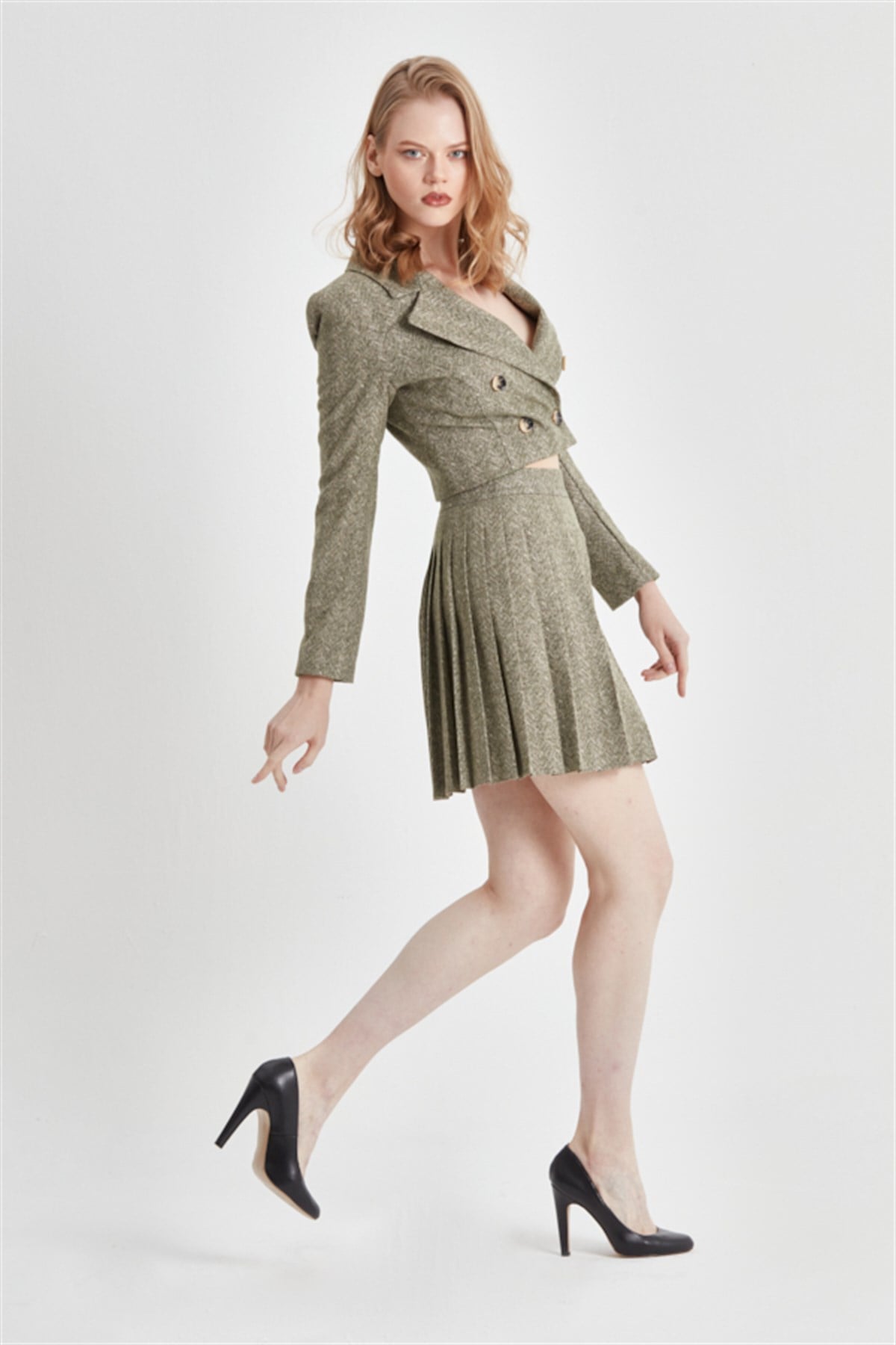 Pilise Etek Kısa Ceket Takım		