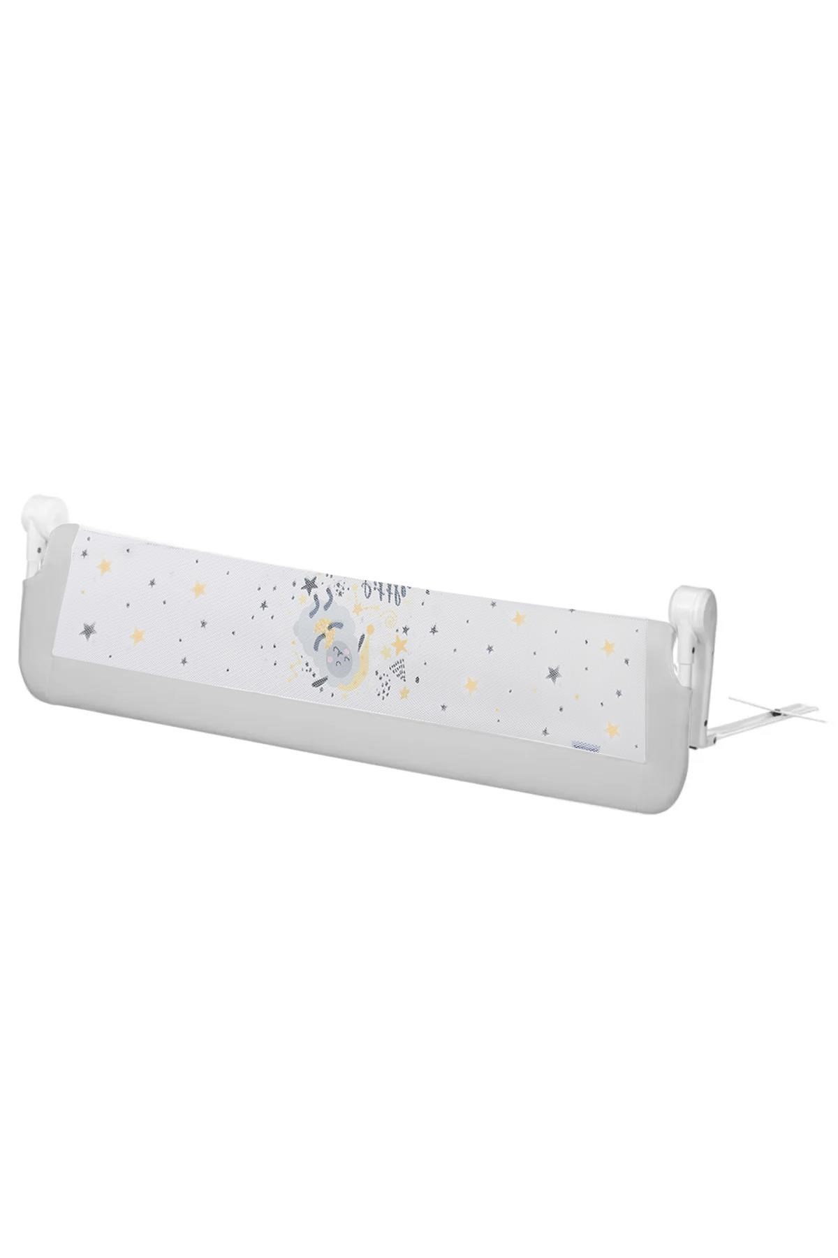 Wellgro 150*65 cm Gri Desenli Yatak Bariyeri, Yatak Korkuluğu