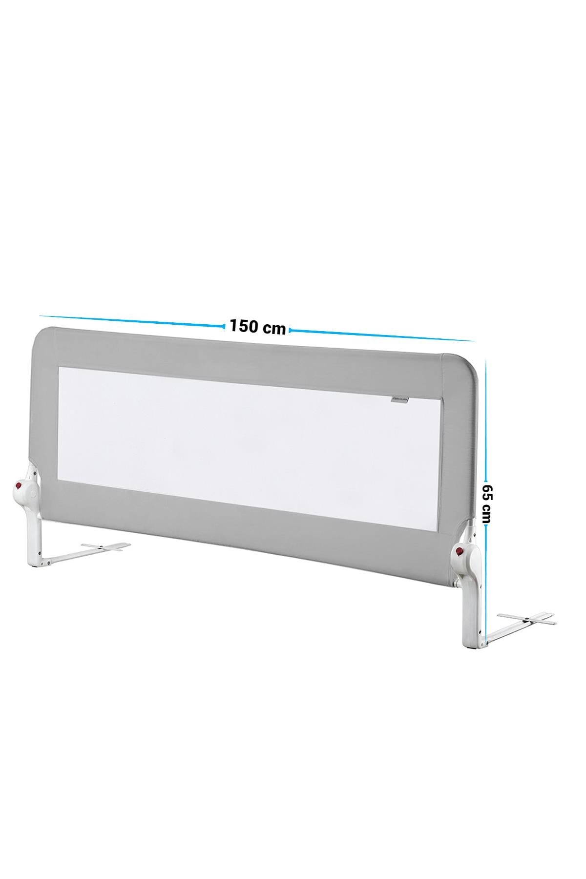 Wellgro 150*65 cm Gri Renk Yatak Bariyeri, Yatak Korkuluğu