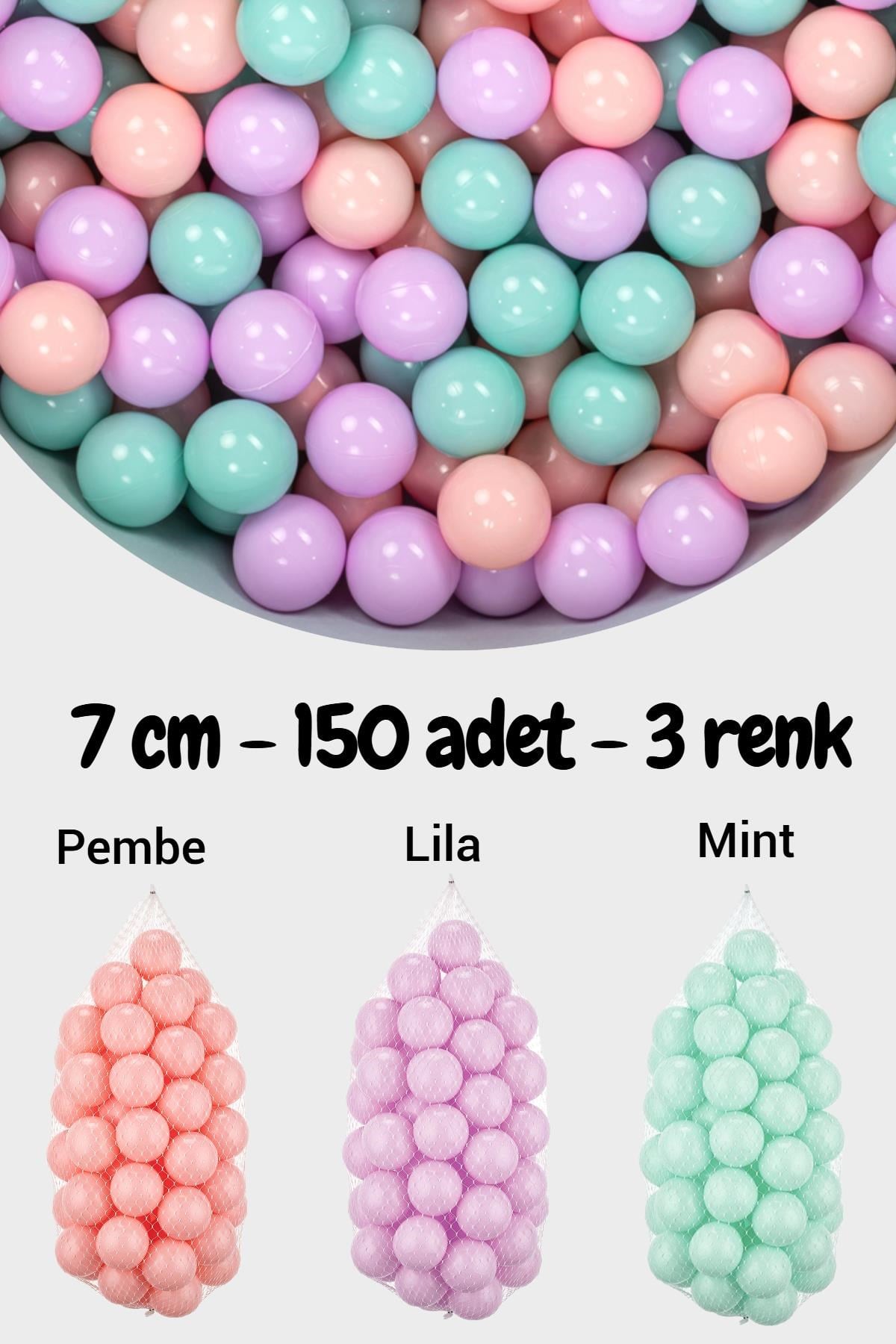 Wellgro 7 Cm Top Havuzu Topu 150 Adet Mint, Pembe, Lila