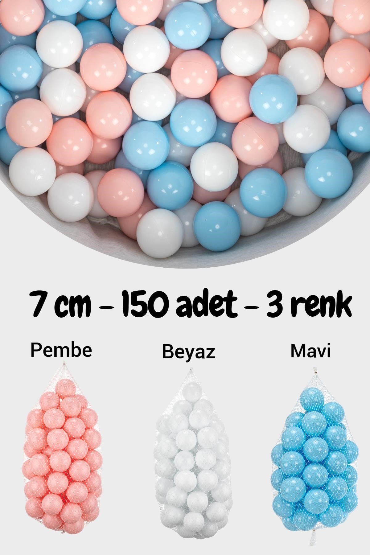 Wellgro 7 Cm Top Havuzu Topu 150 Adet Pembe, Mavi, Beyaz