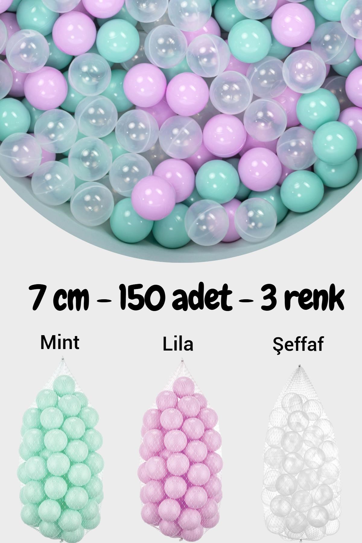 Wellgro 7 Cm Top Havuzu Topu 150 Adet Mint, Şeffaf, Lila