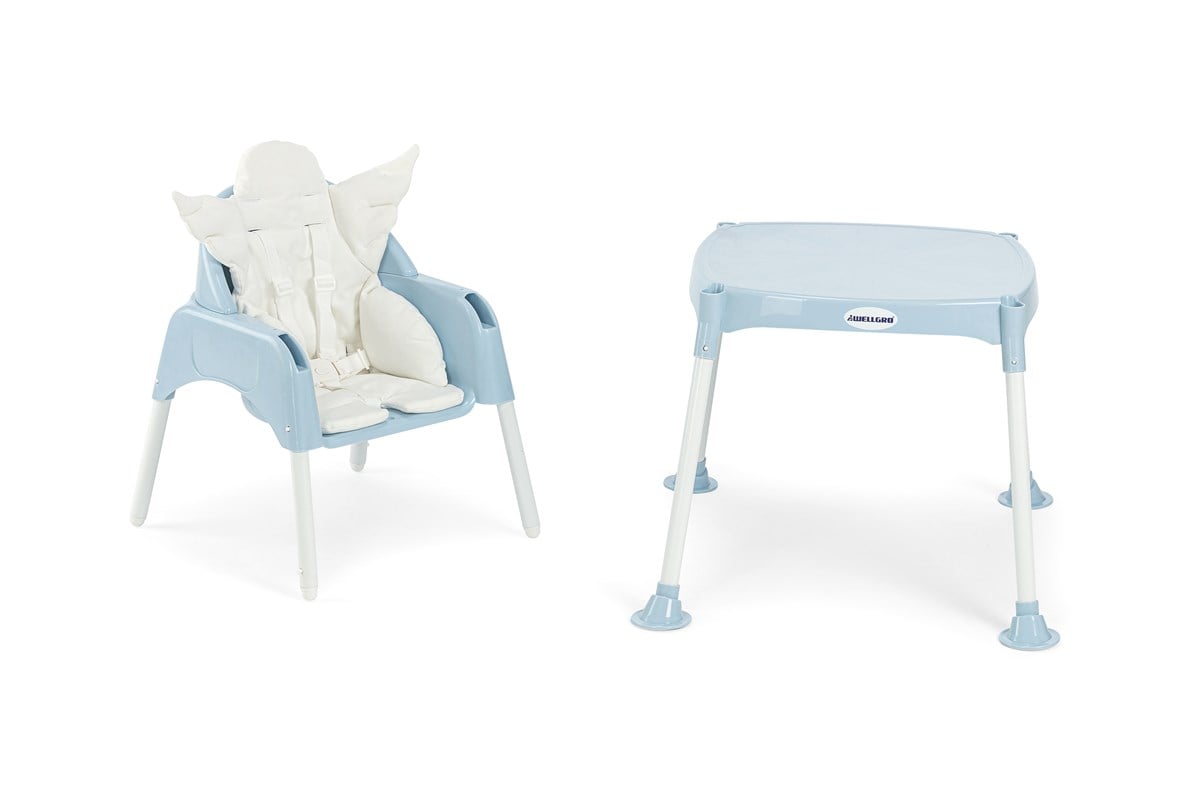 Wellgro Angel Melek Kanatlı Çalışma Masalı Mavi Mama Sandalyesi -Çift Pedli