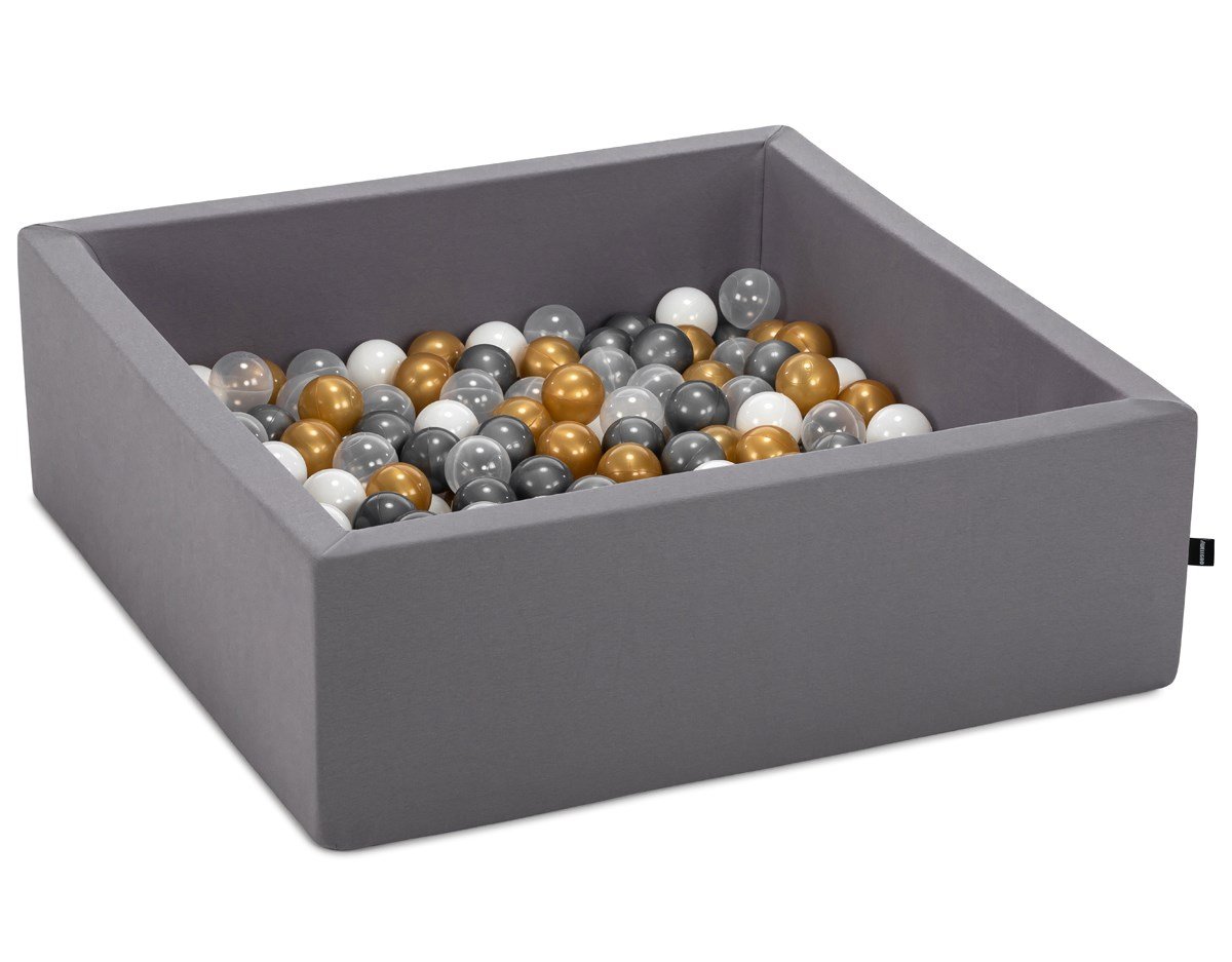 Wellgro Bubble Pop Gri Kare Top Havuzu-Gri/Beyaz/Şeffaf/Gold