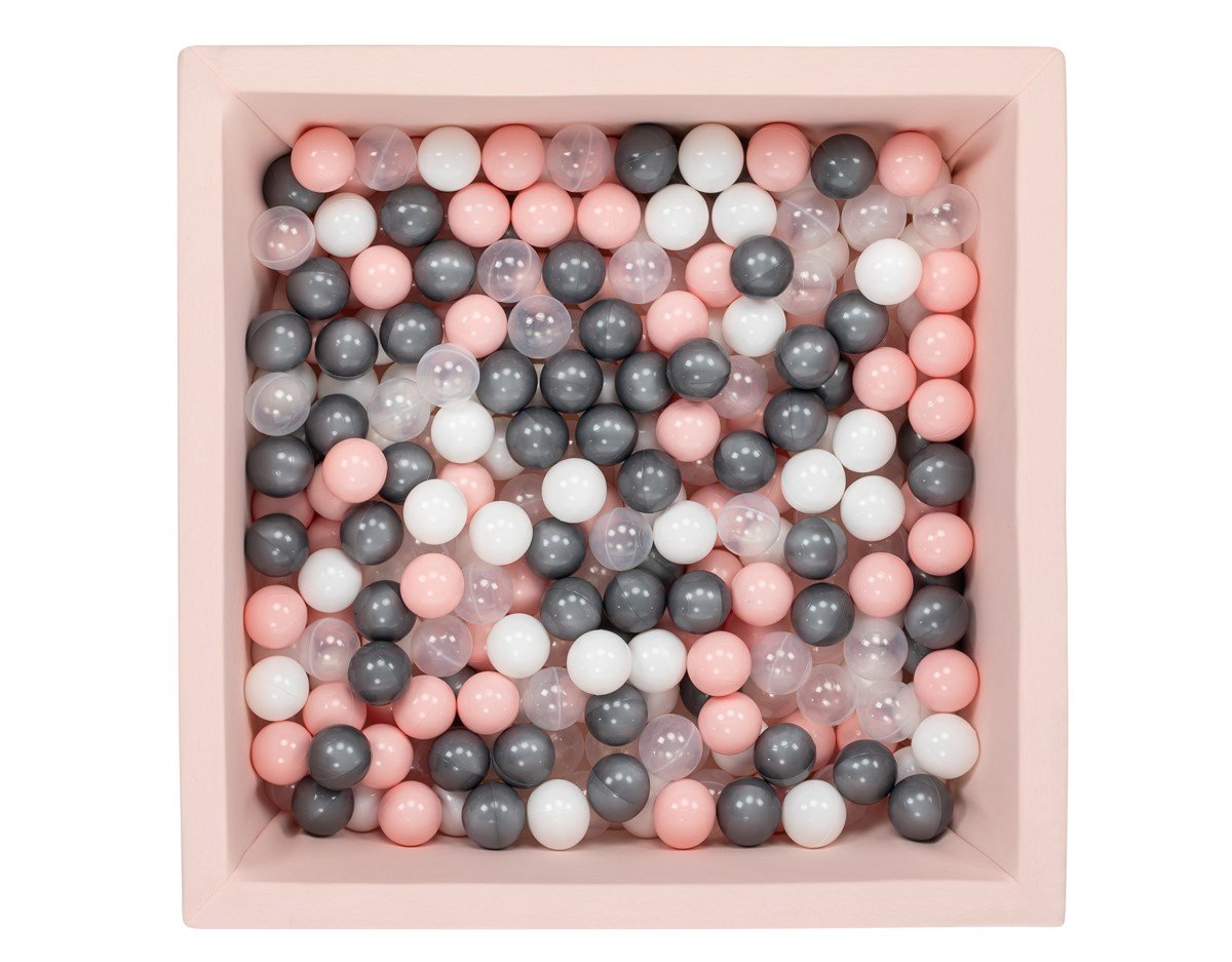 Wellgro Bubble Pop Pembe Kare Top Havuzu-Pembe/Beyaz/Şeffaf/Gri