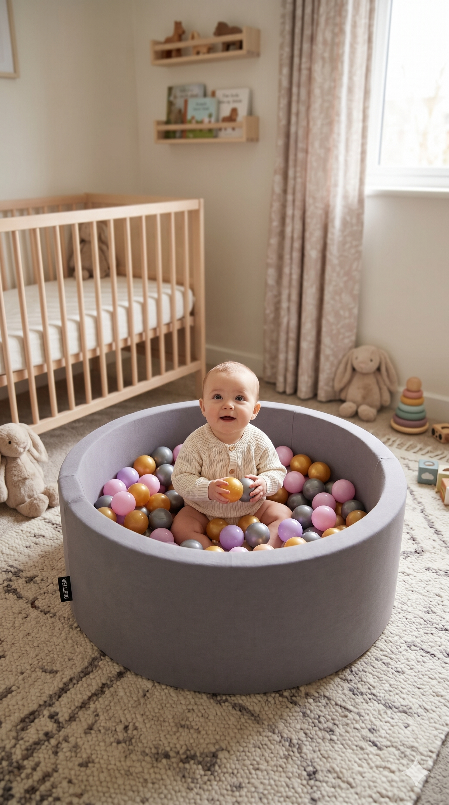Wellgro Bubble Pops Gri Top Havuzu-Gri/Gold/Lila
