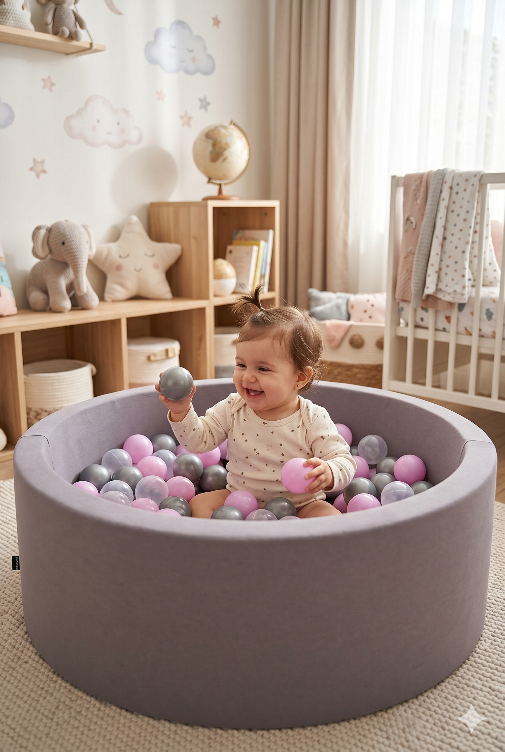 Wellgro Bubble Pops Gri Top Havuzu-Gri/Şeffaf/Lila