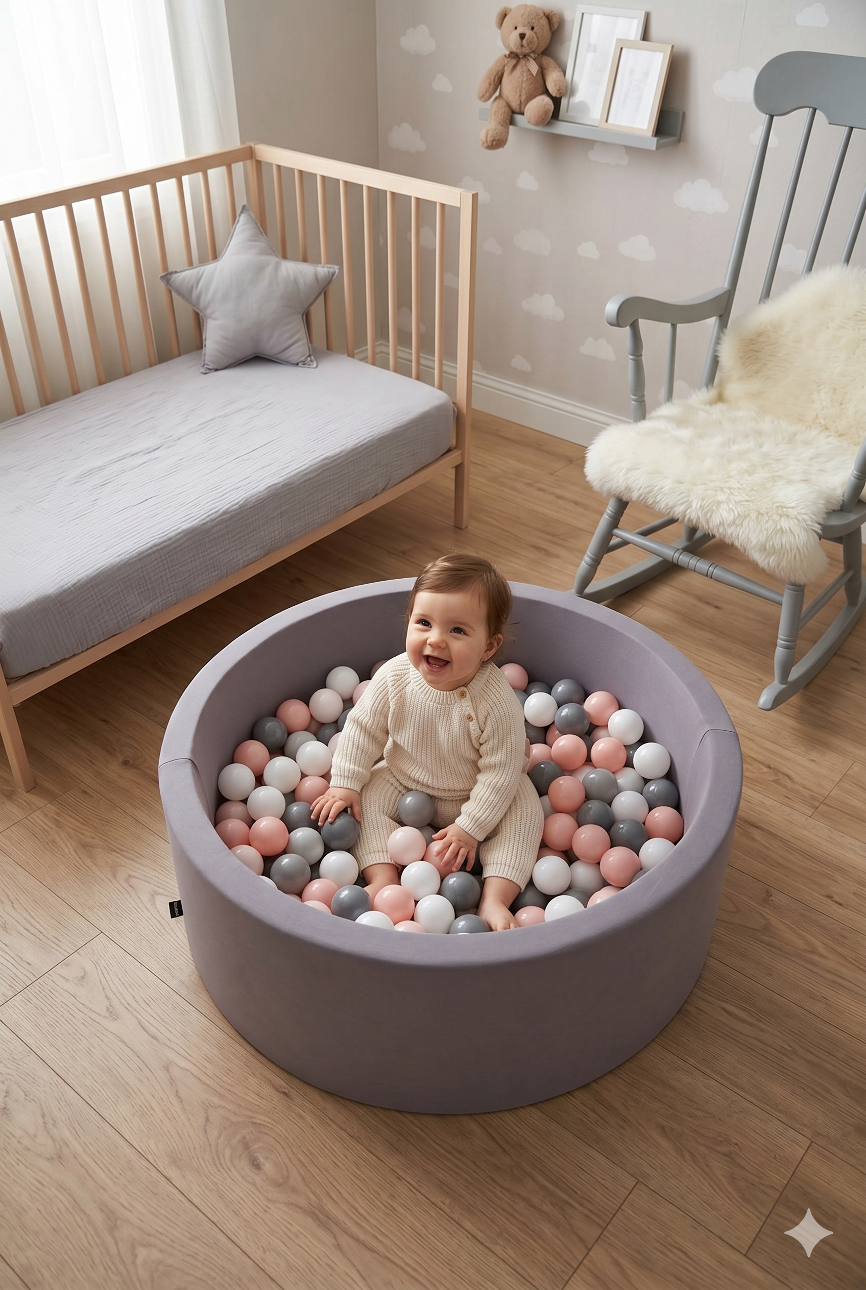 Wellgro Bubble Pops Gri Top Havuzu-Gri/Pembe/Beyaz
