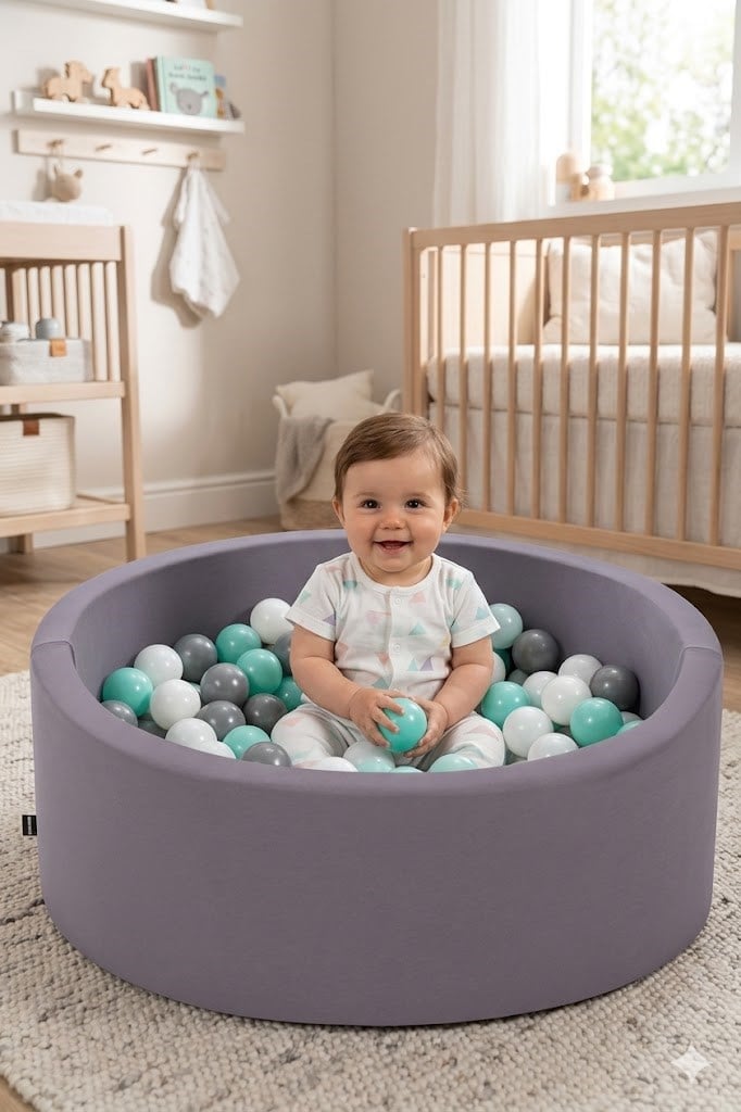 Wellgro Bubble Pops Gri Top Havuzu-Gri/Beyaz/Mint
