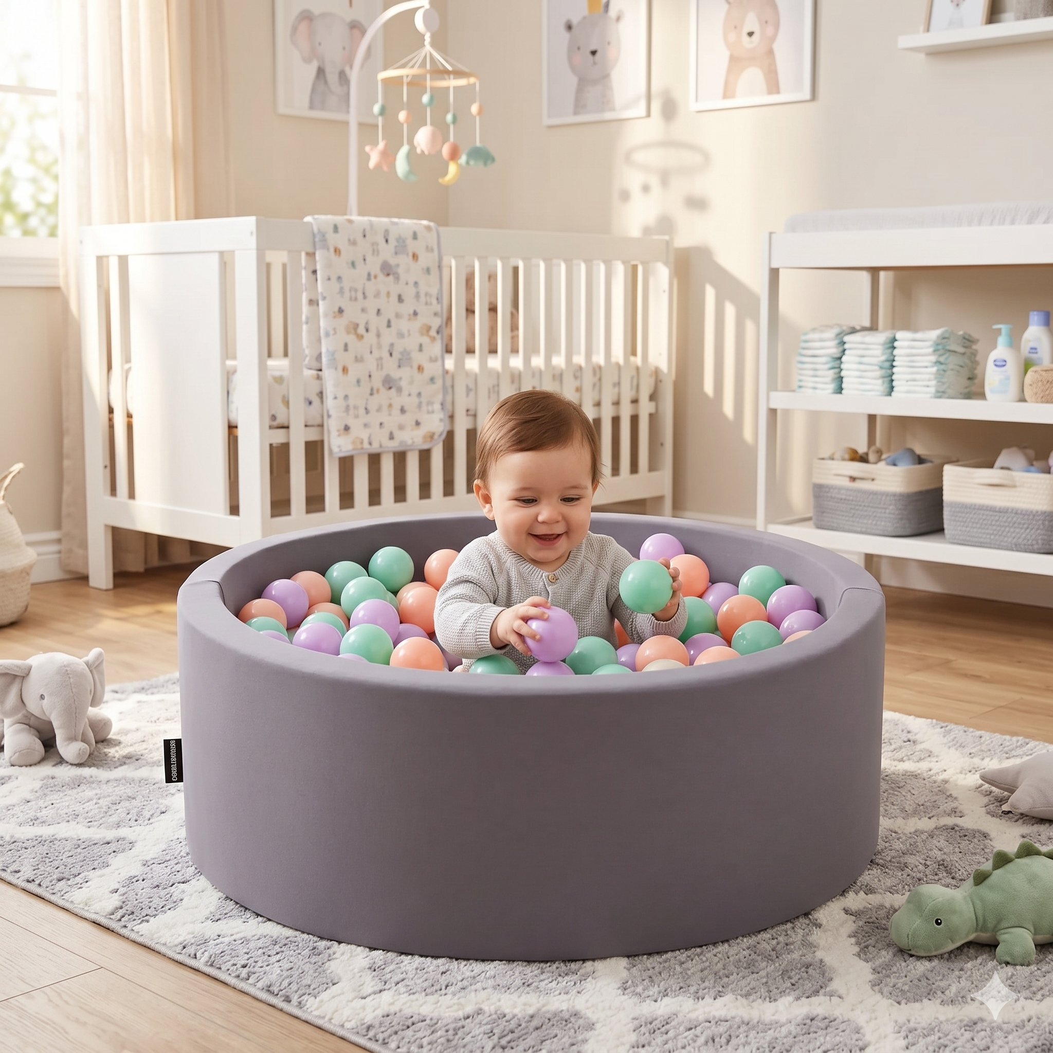 Wellgro Bubble Pops Gri Top Havuzu-Mint/Pembe/Lila