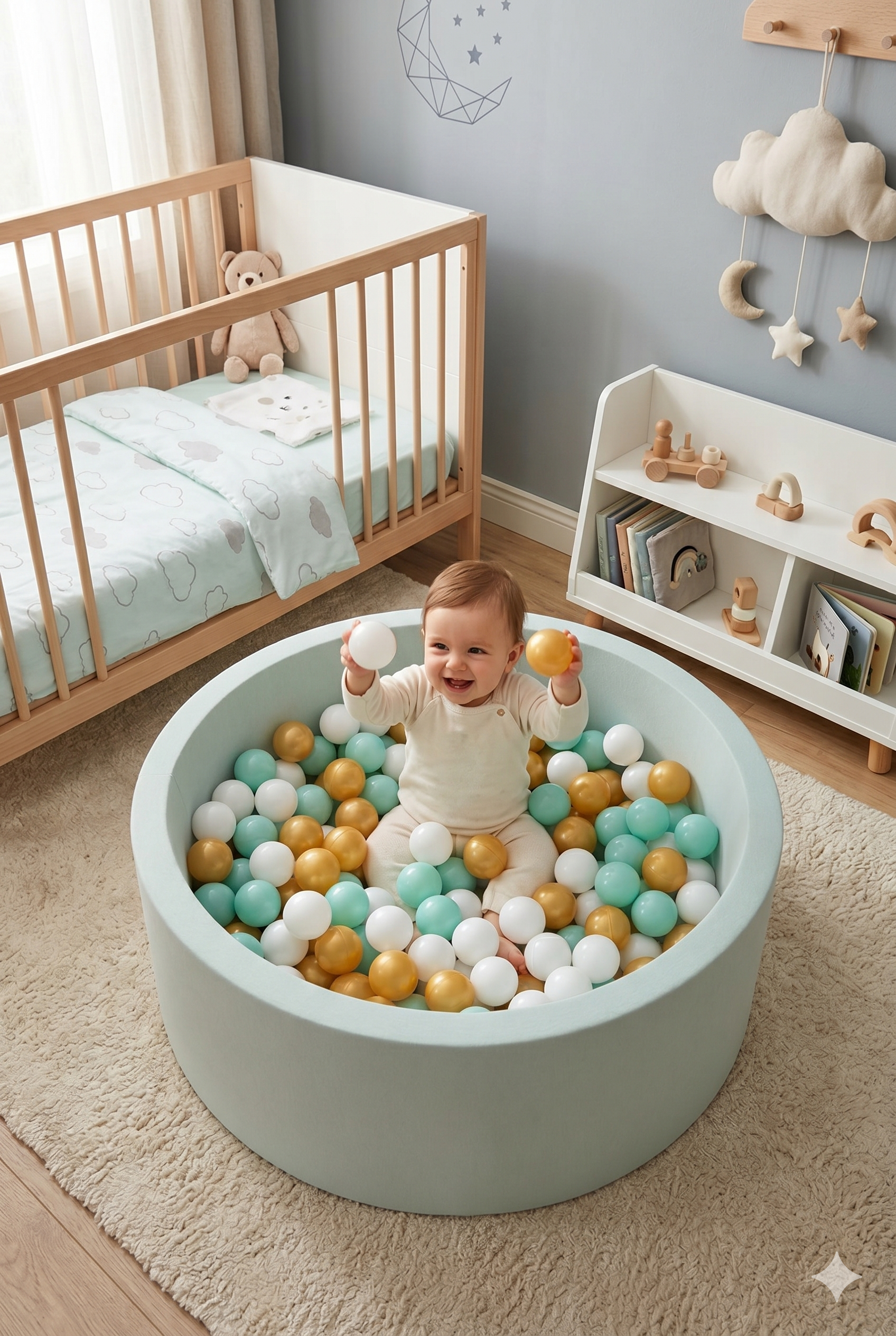 Wellgro Bubble Pops Mint Top Havuzu-Mint/Beyaz/Gold