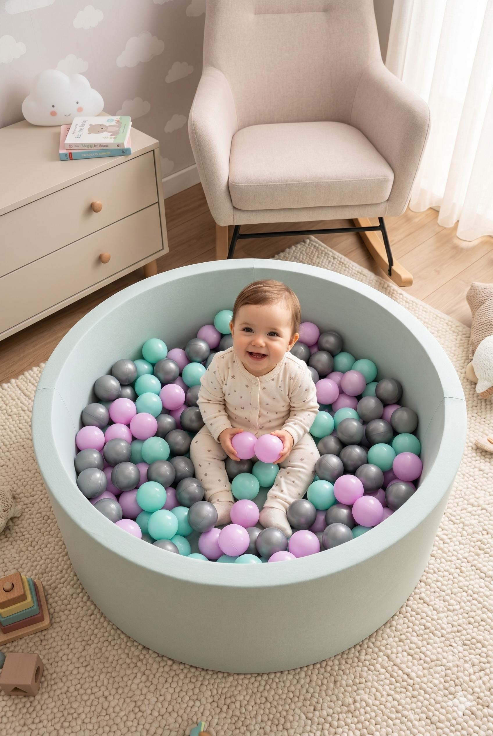 Wellgro Bubble Pops Mint Top Havuzu-Mint/Lila/Gri