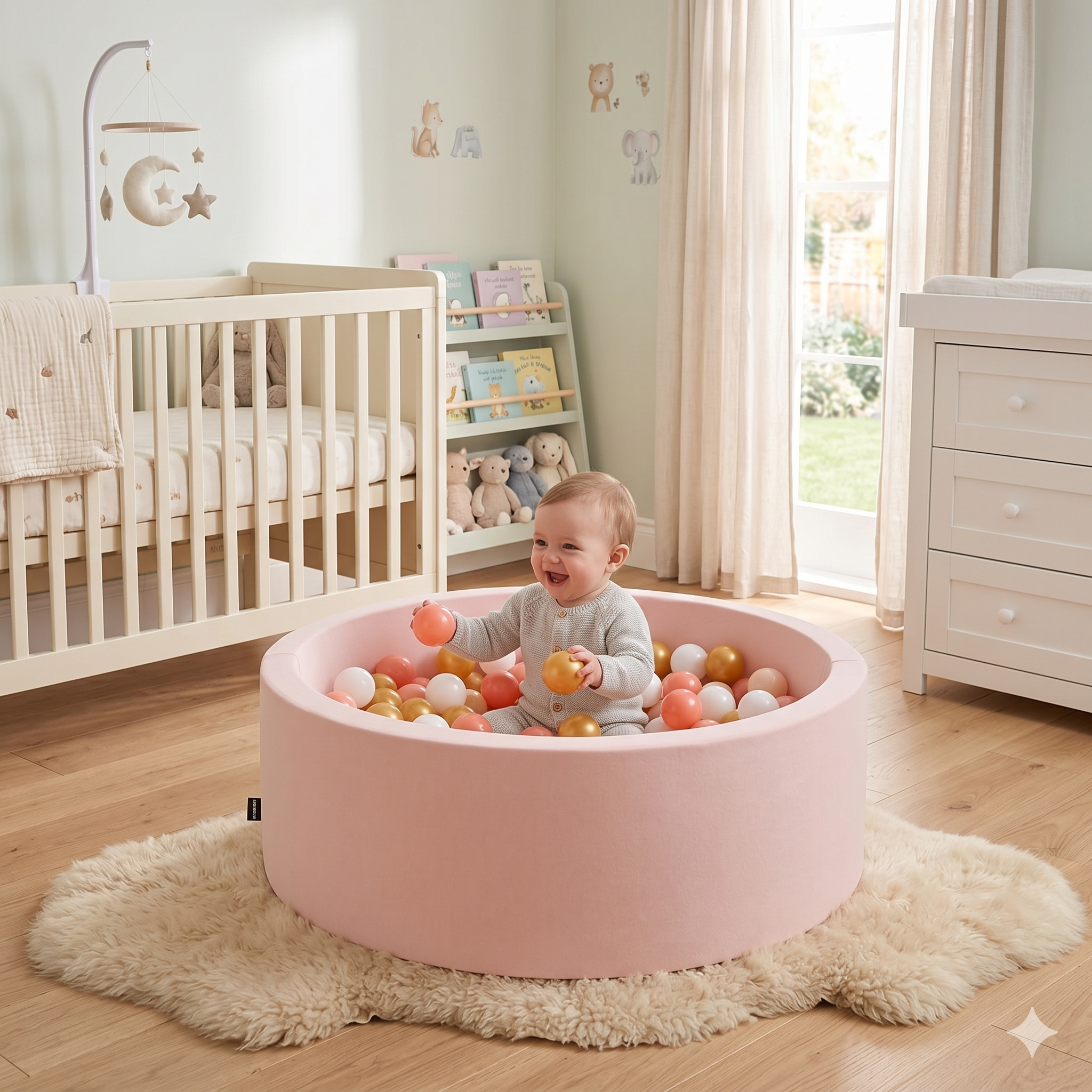 Wellgro Bubble Pops Pink Ball Pool-Pink/Gold/White