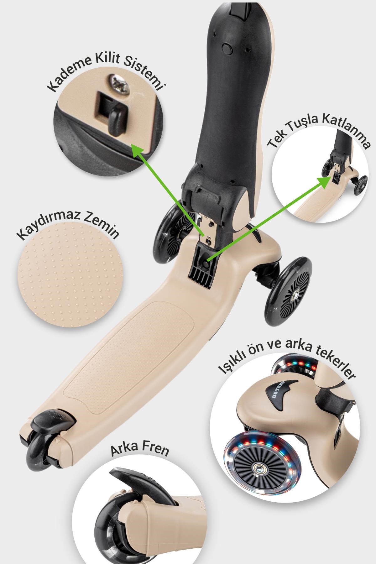 Wellgro Easy Go Oturaklı ve Işıklı Scooter, Kahve