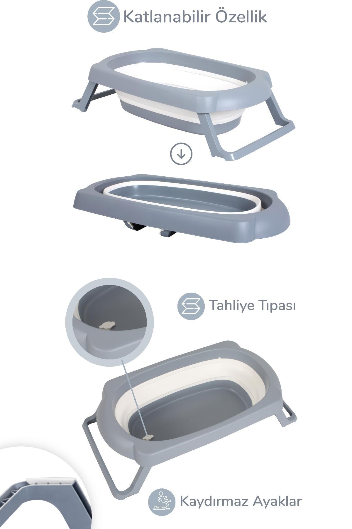 Wellgro Fileli Katlanır Banyo Seti, 4 Parça Bebek Banyo Küveti
