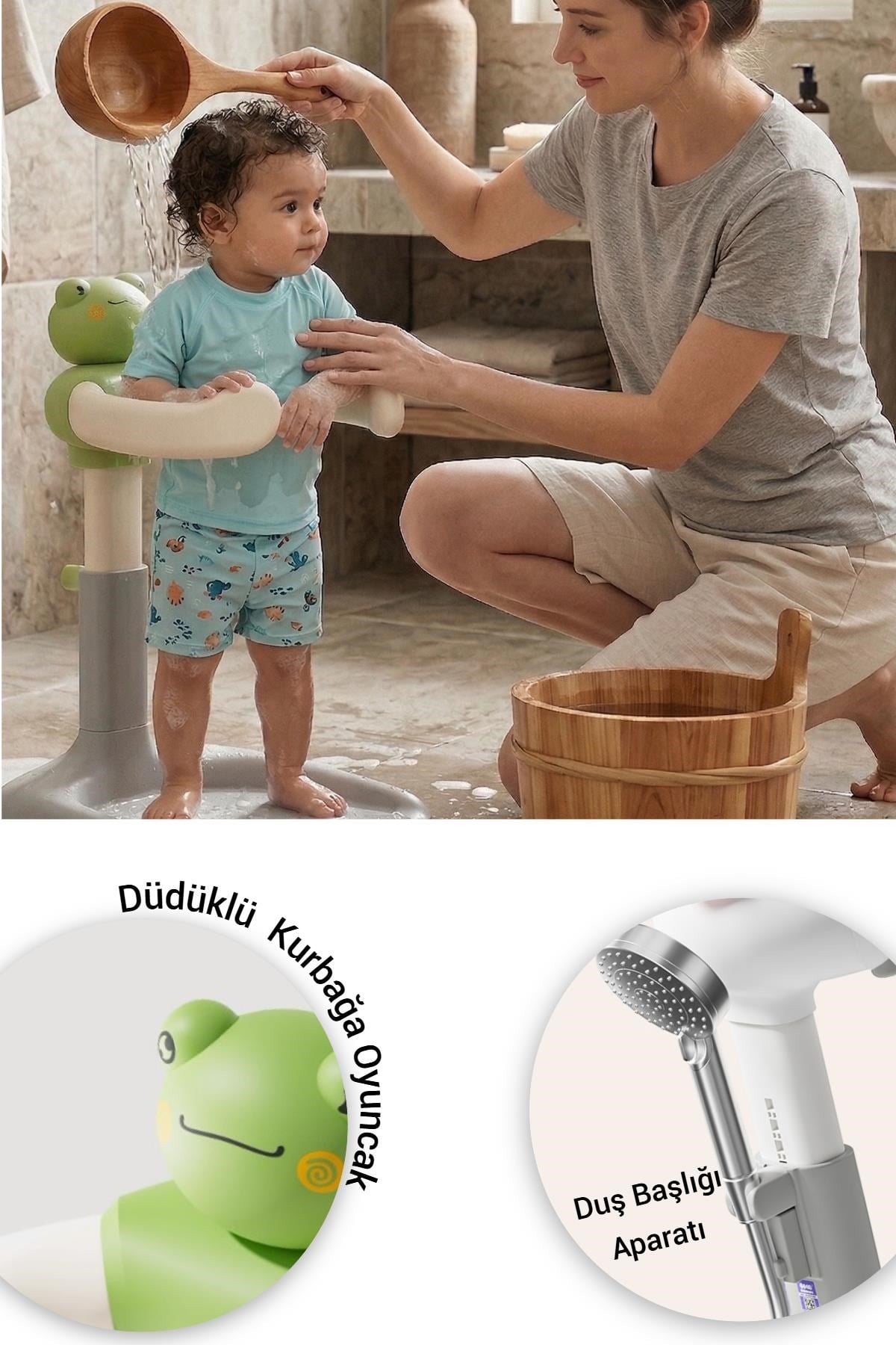 Wellgro HoldMe Bebek Banyo Duş Standı Yeşil Kurbağa