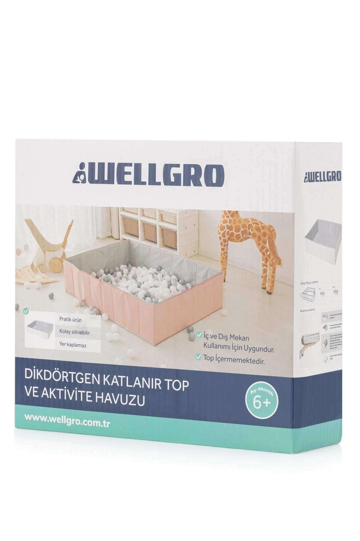 Wellgro Katlanır Dikdörtgen Top Havuzu Pembe - TOPSUZ