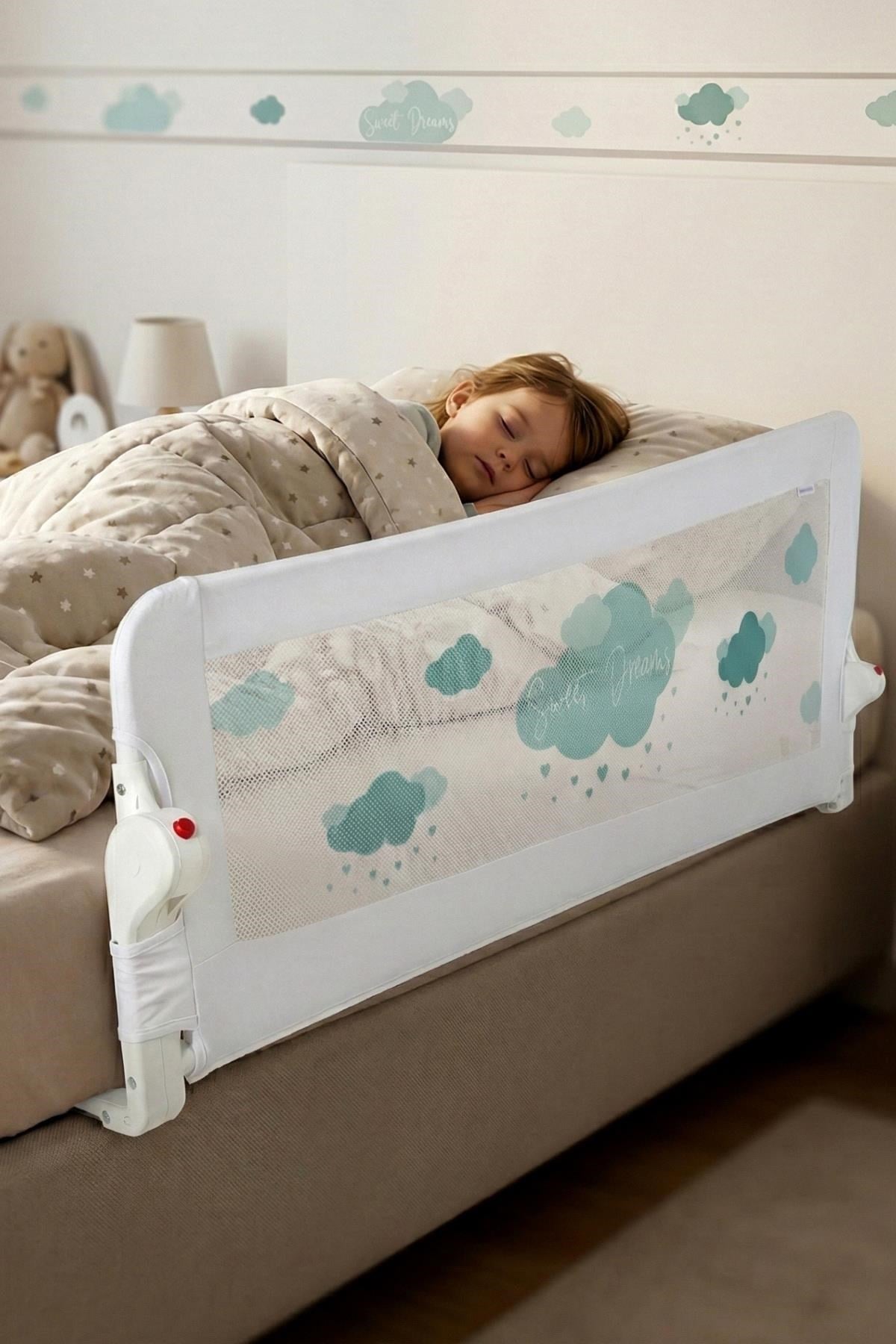 Wellgro Littles 150*48 cm Yeşil Yatak Bariyeri, Çocuk Yatak Korkuluğu