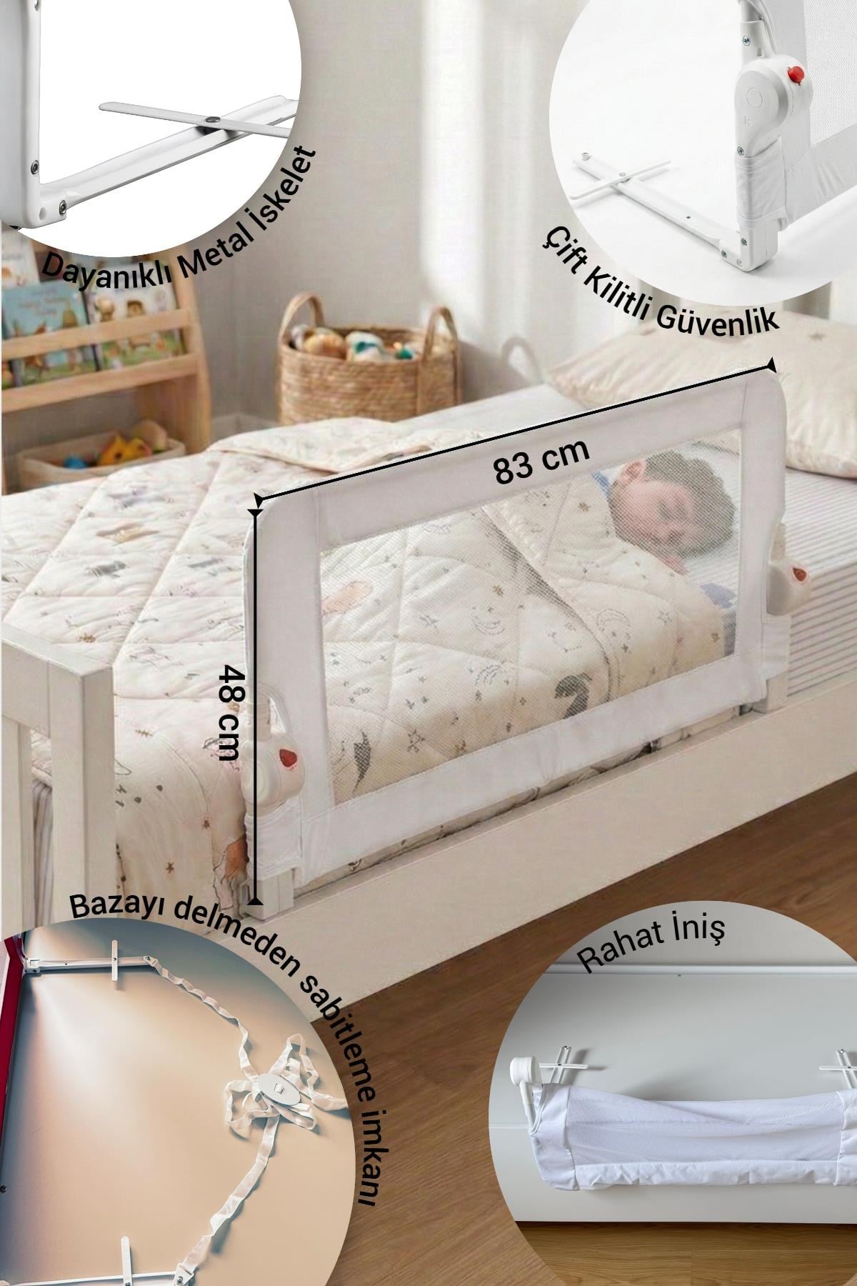 Wellgro Littles 83*48 cm Beyaz Yatak Bariyeri, Çocuk Yatak Korkuluğu