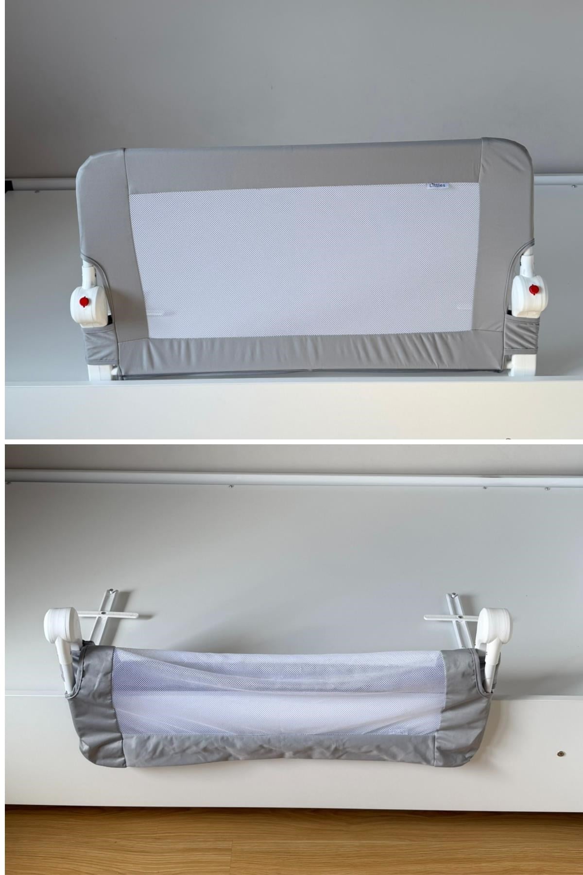 Wellgro Littles 83*48 cm Gri Yatak Bariyeri, Çocuk Yatak Korkuluğu