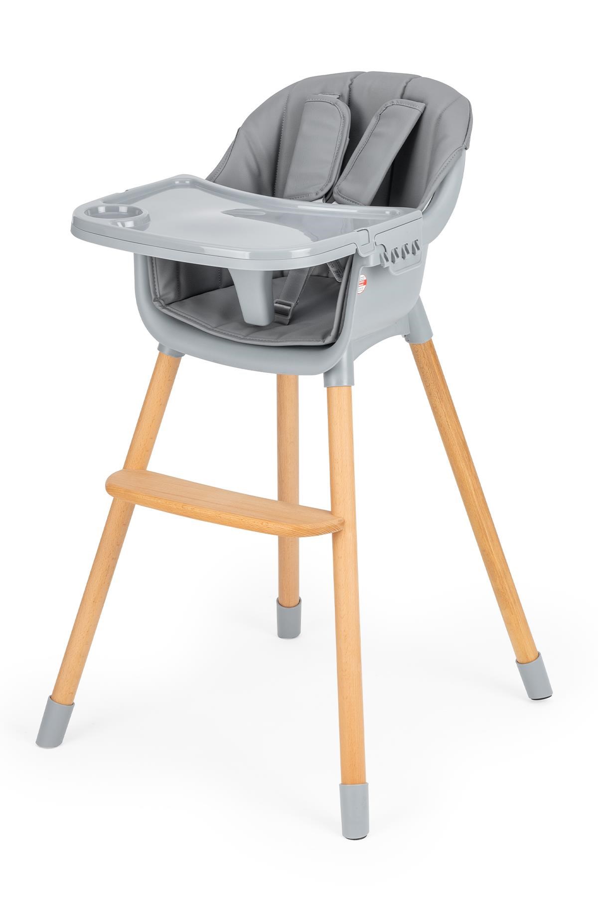 Wellgro Neo 4in1 Ahşap Mama Sandalyesi Gri
