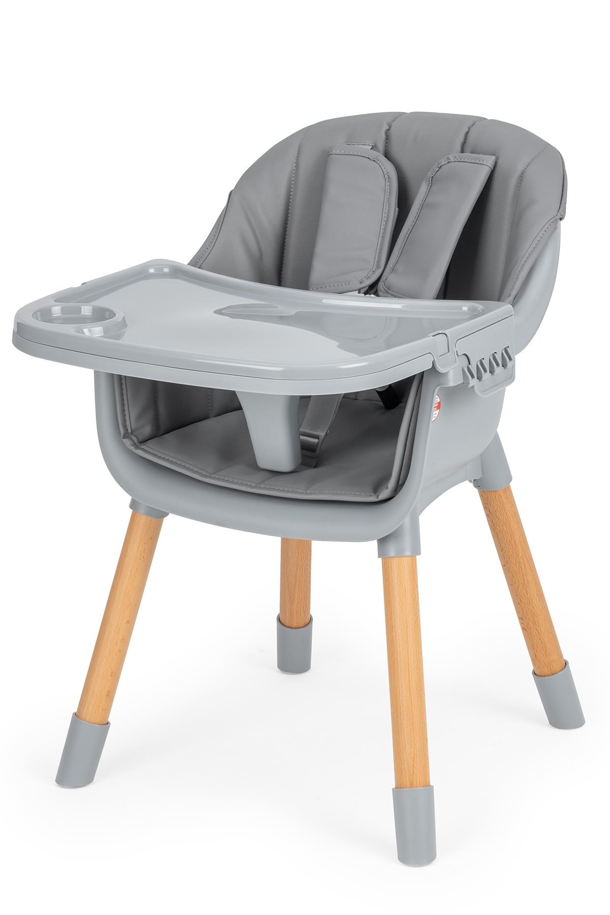 Wellgro Neo 4in1 Ahşap Mama Sandalyesi Gri
