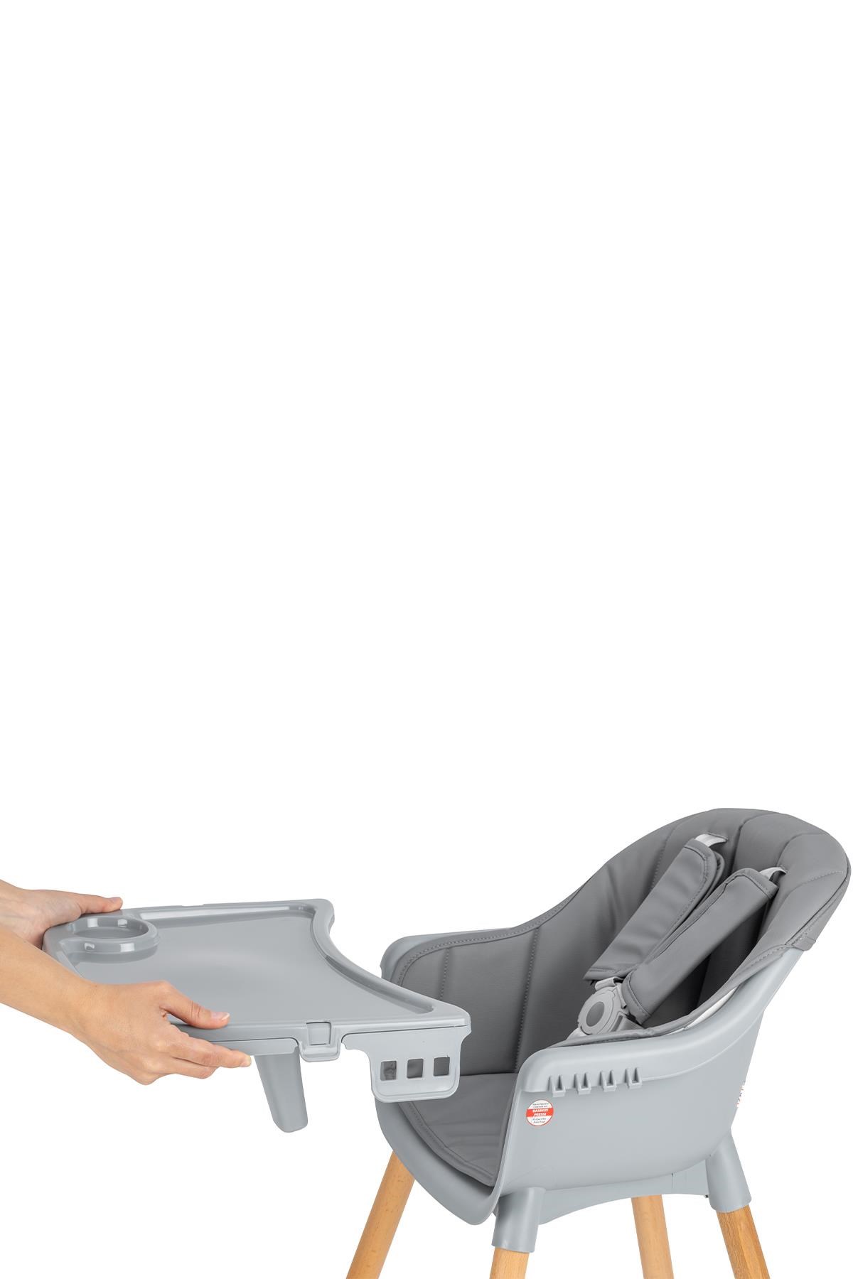 Wellgro Neo 4in1 Ahşap Mama Sandalyesi Gri