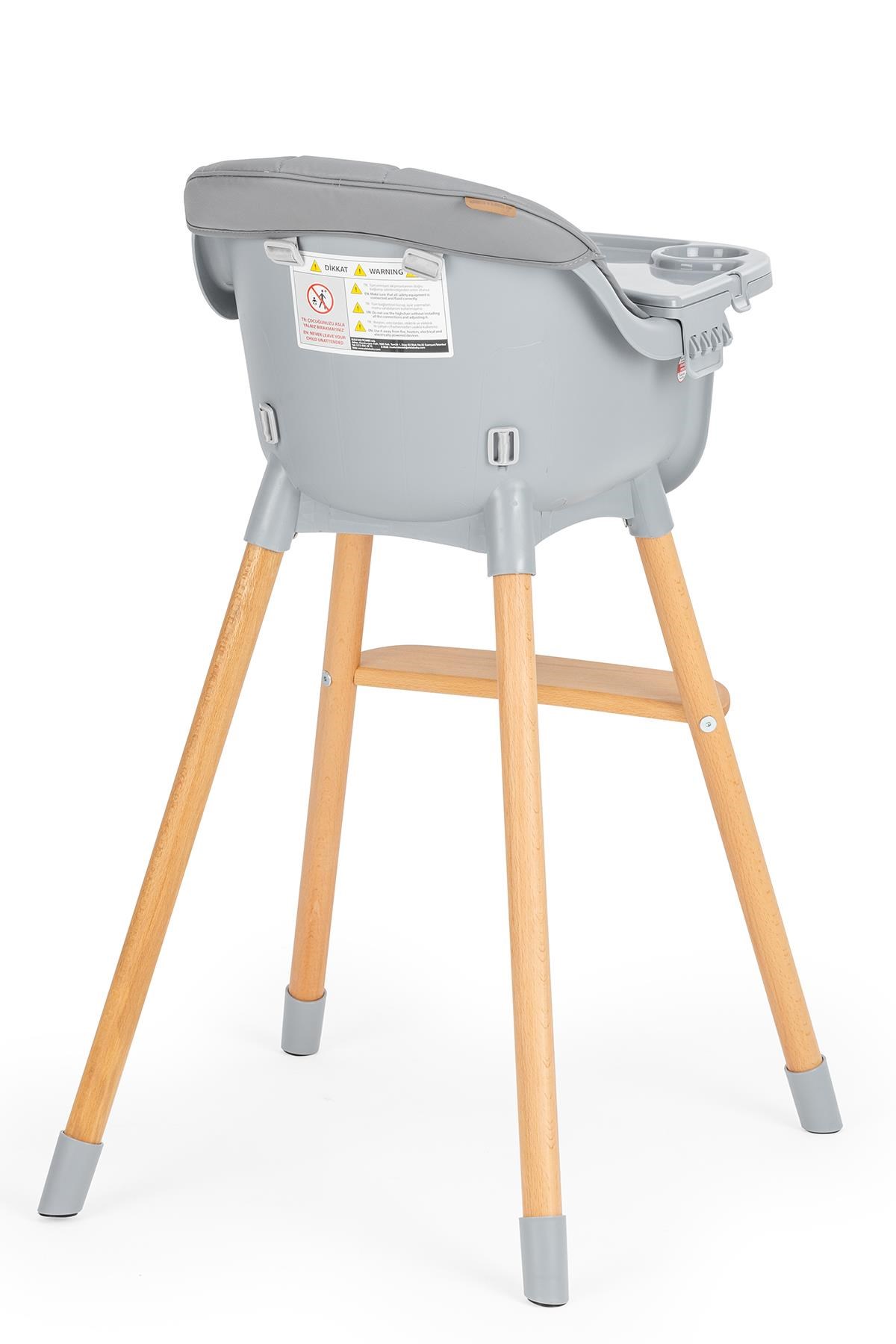 Wellgro Neo 4in1 Ahşap Mama Sandalyesi Gri