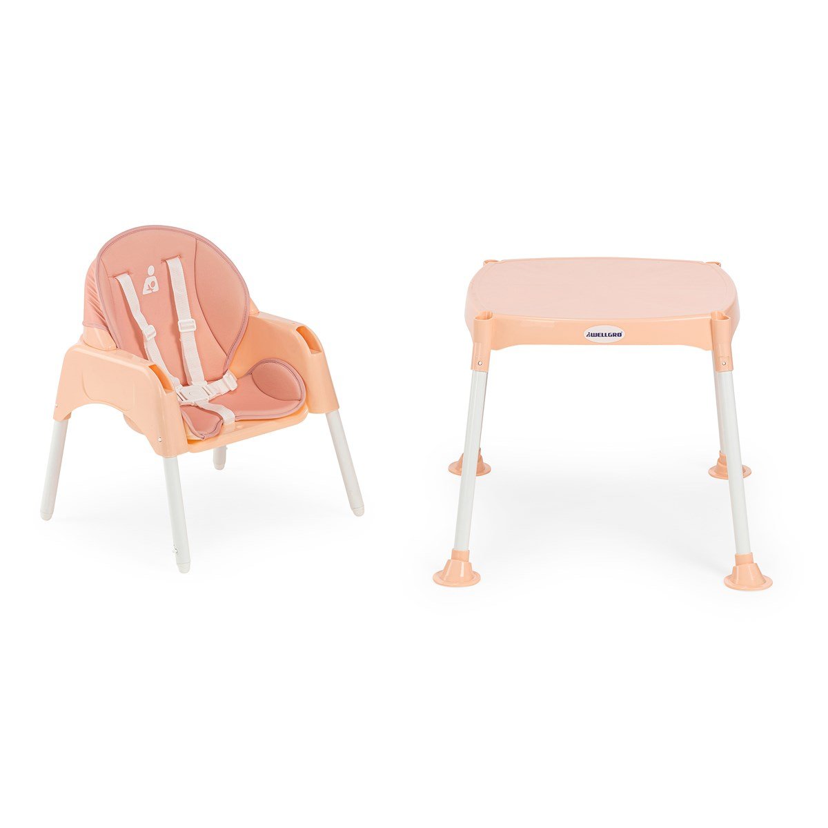 Wellgro Pretty 3in1 Çalışma Masalı Mama Sandalyesi, Pudra Pembe