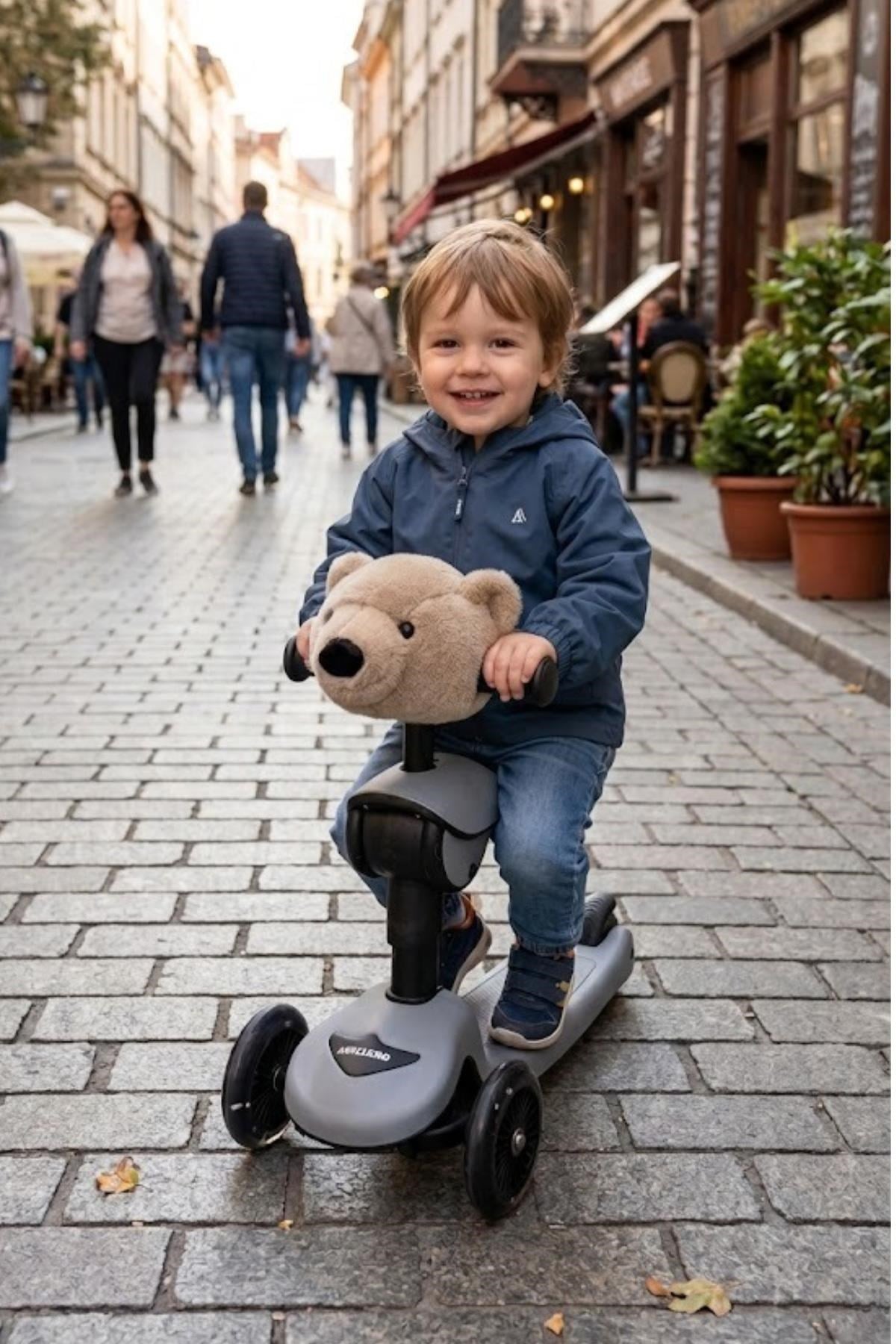 Wellgro Softyheads Çok Amaçlı Peluş Aksesuar - Scooter, Bisiklet, Bebek Arabası Başlığı, Kahve Ayı