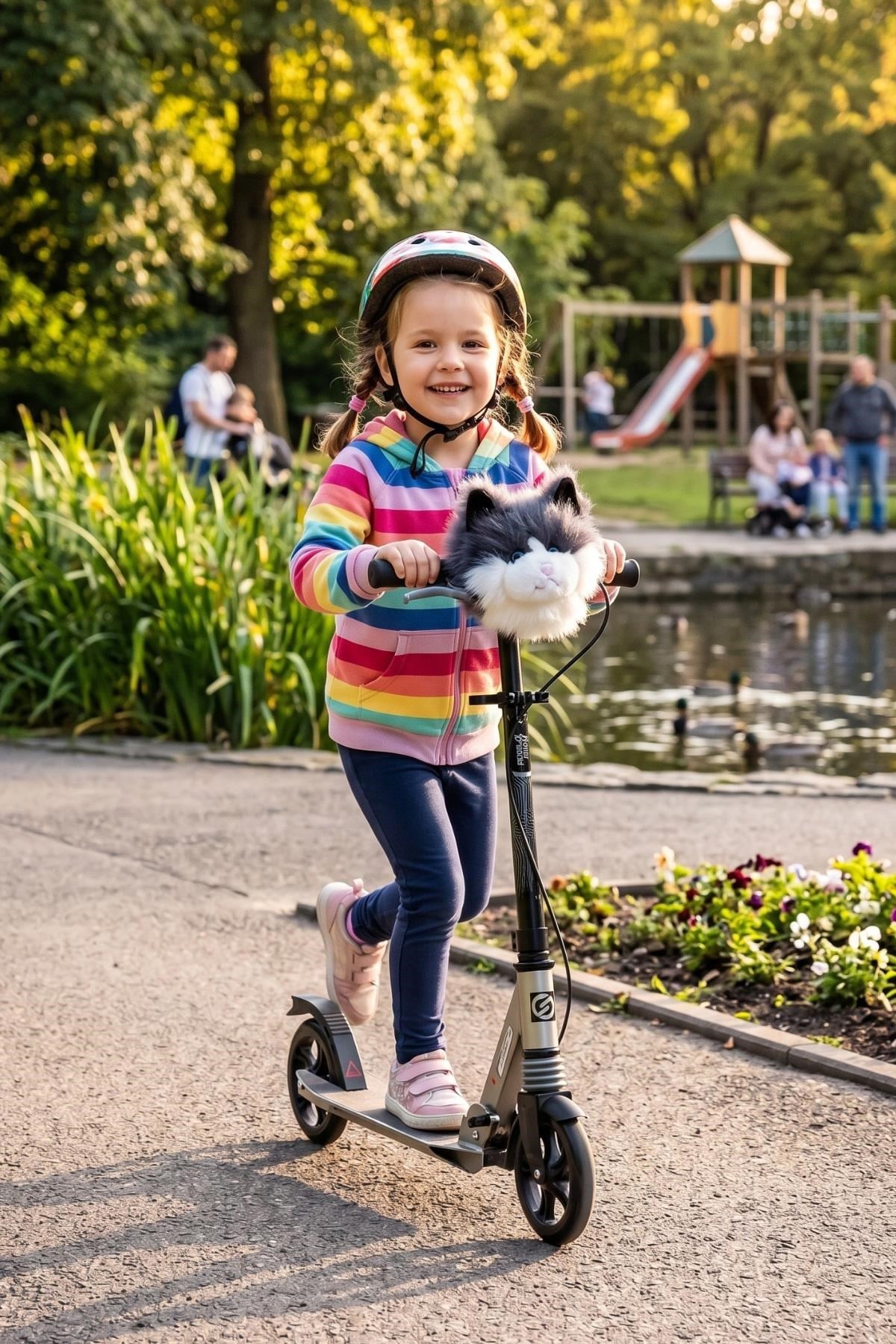 Wellgro Softyheads Çok Amaçlı Peluş Aksesuar - Scooter, Bisiklet, Bebek Arabası Başlığı, Kedi