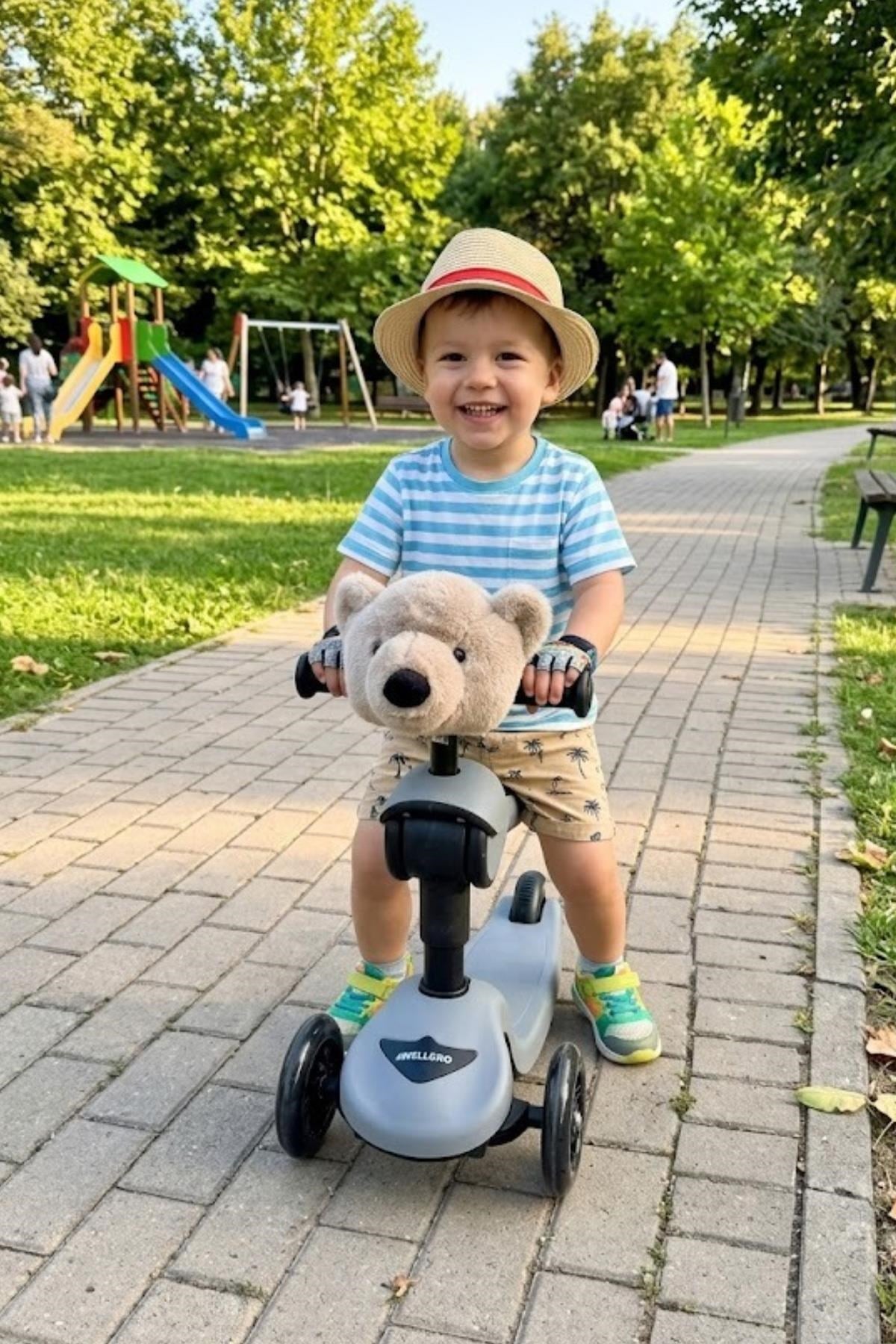 Wellgro Softyheads Çok Amaçlı Peluş Aksesuar - Scooter, Bisiklet, Bebek Arabası Başlığı, Kahve Ayı