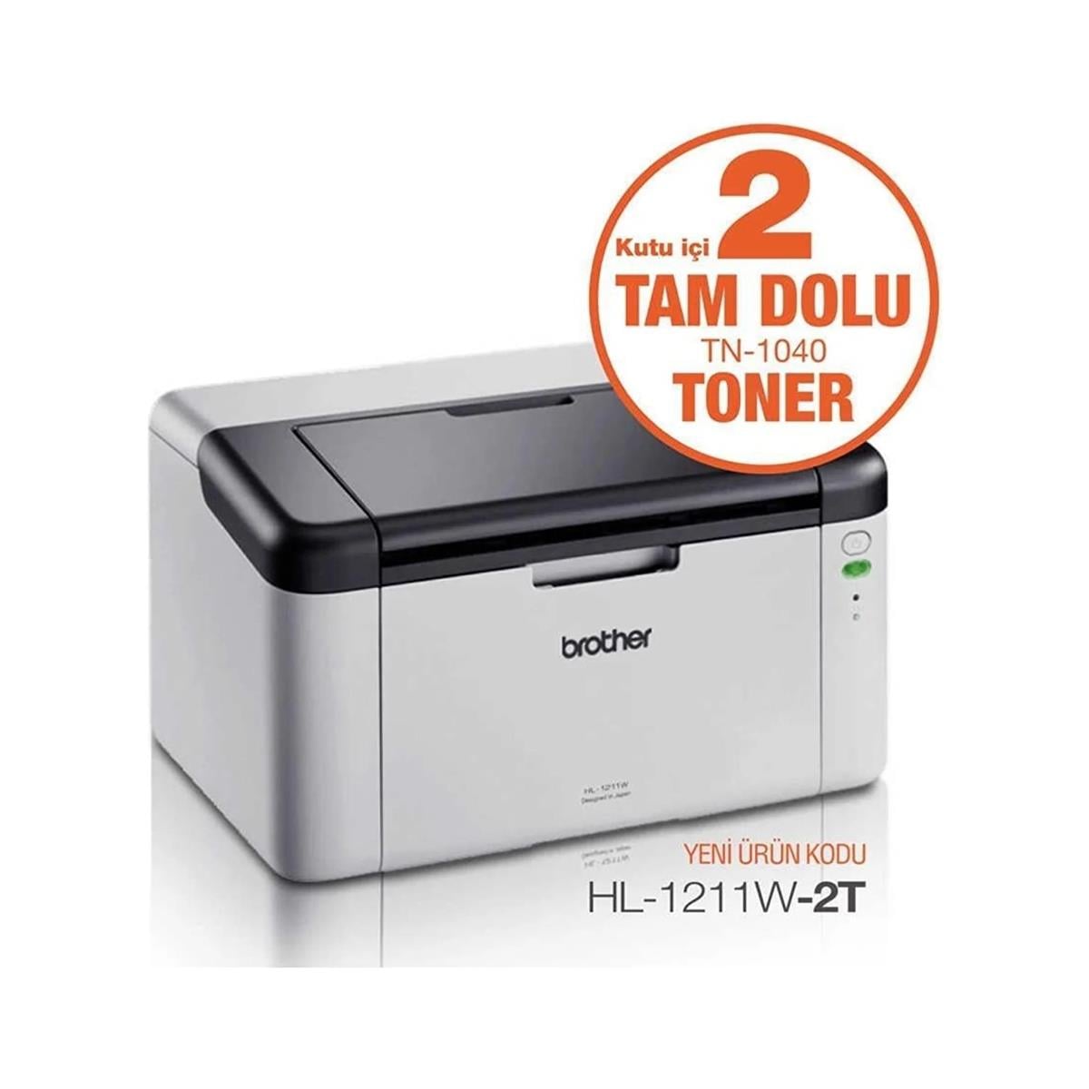 Brother HL-1211W Wifi Mono Lazer Yazıcı (2 Tam Dolu Orijinal Tonerli)