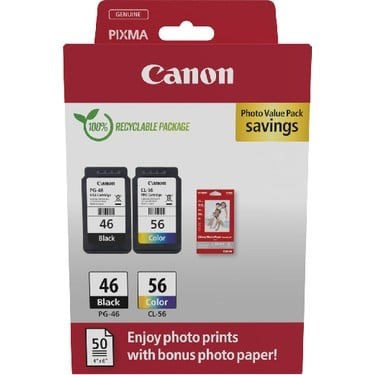 Canon PG-46/CL-56 Multipack 6'lı + Fotoğraf Kağıdı Hediyeli 6 Adet