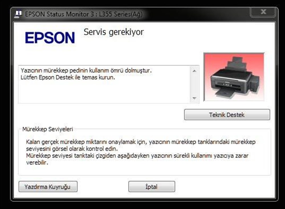 Epson L Serisi Yazıcı Mürekkep Ped Değişimi  
