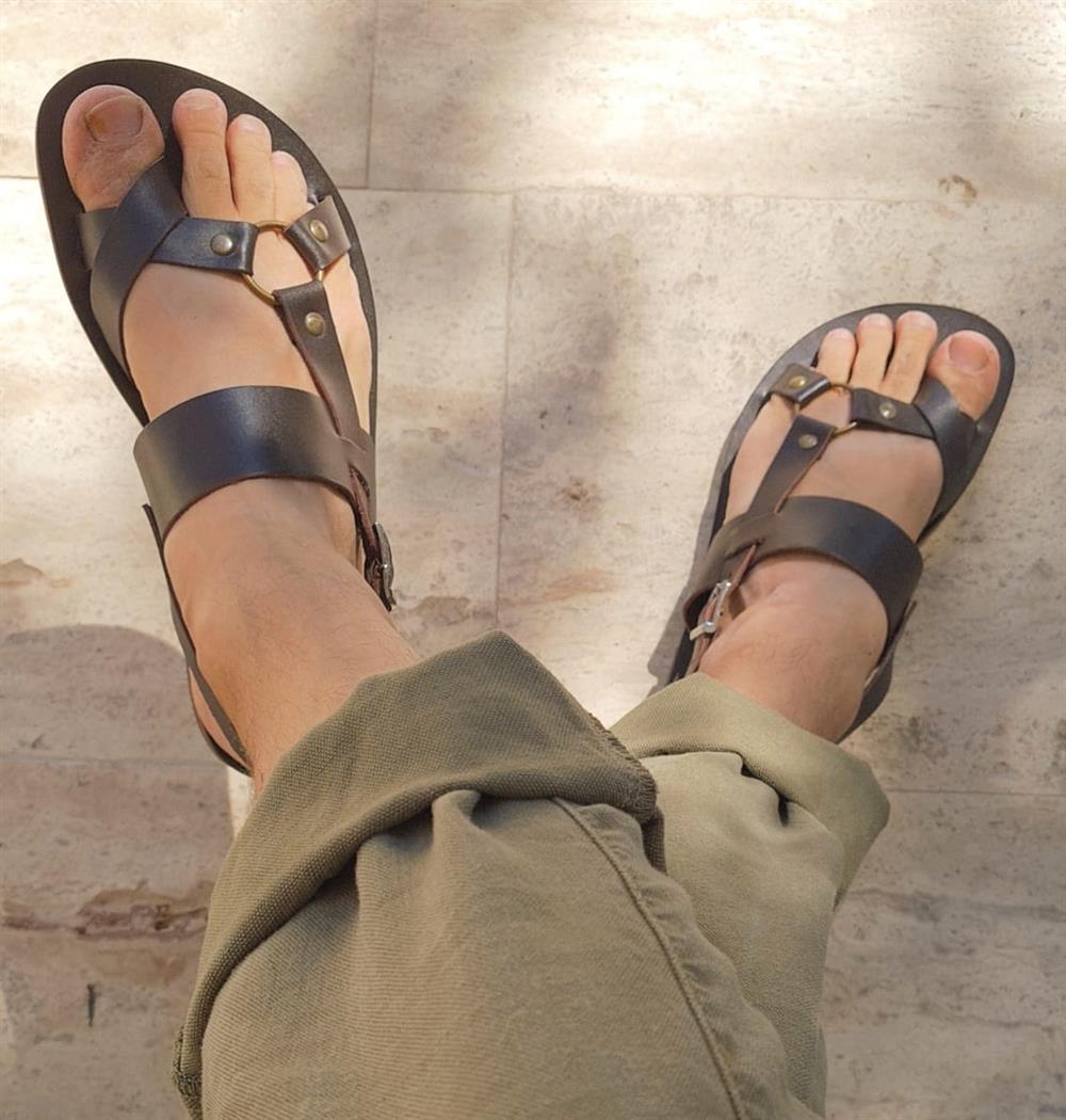 %100 Hakiki Deri Handmade Erkek Sandalet
