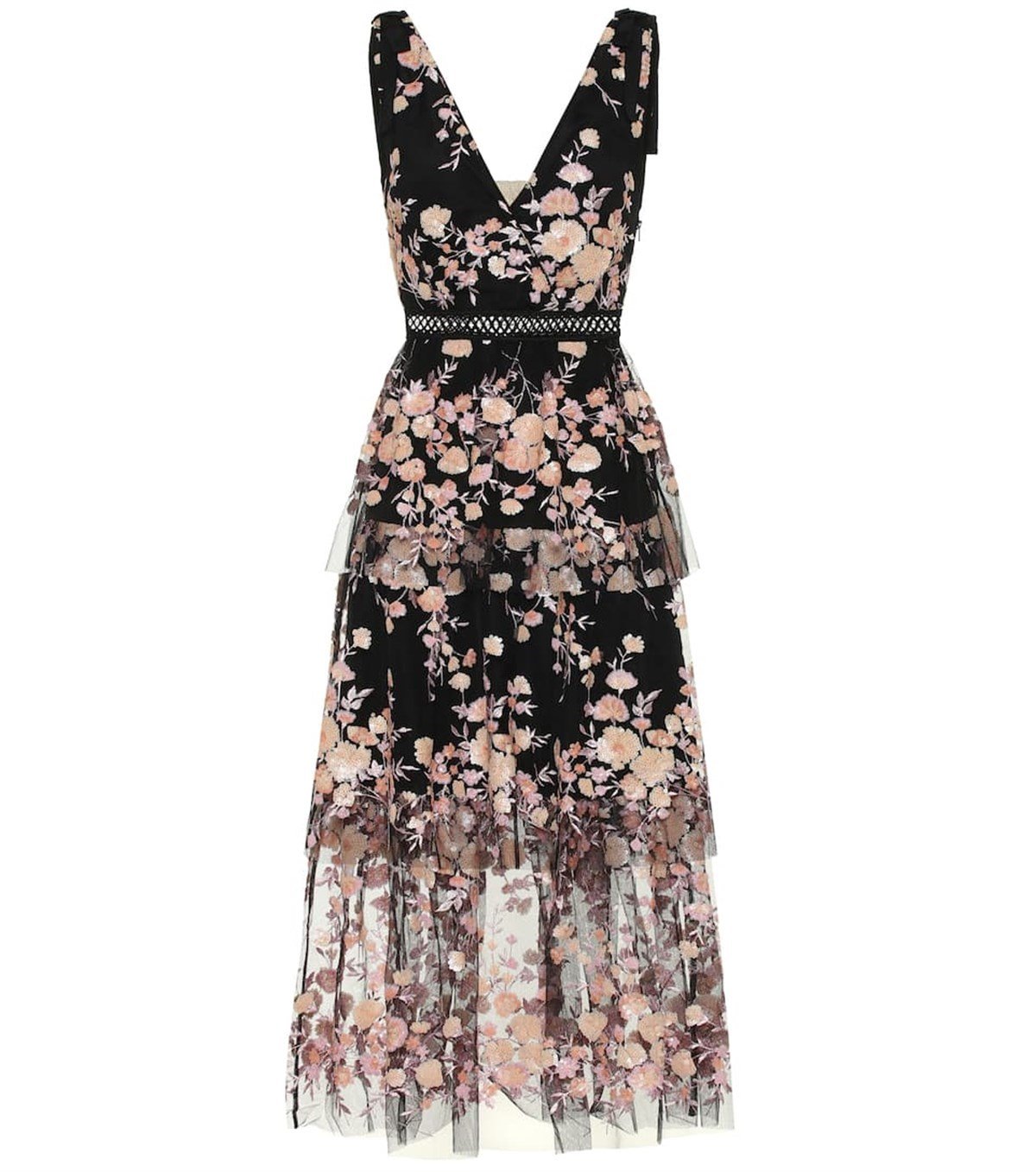 Askılı İşlemeli Tasarım Elbise