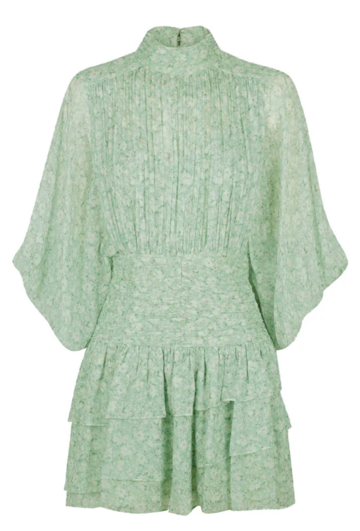 Çiçek Desenli Uzun Kollu Şİfon Tasarım Mini Elbise