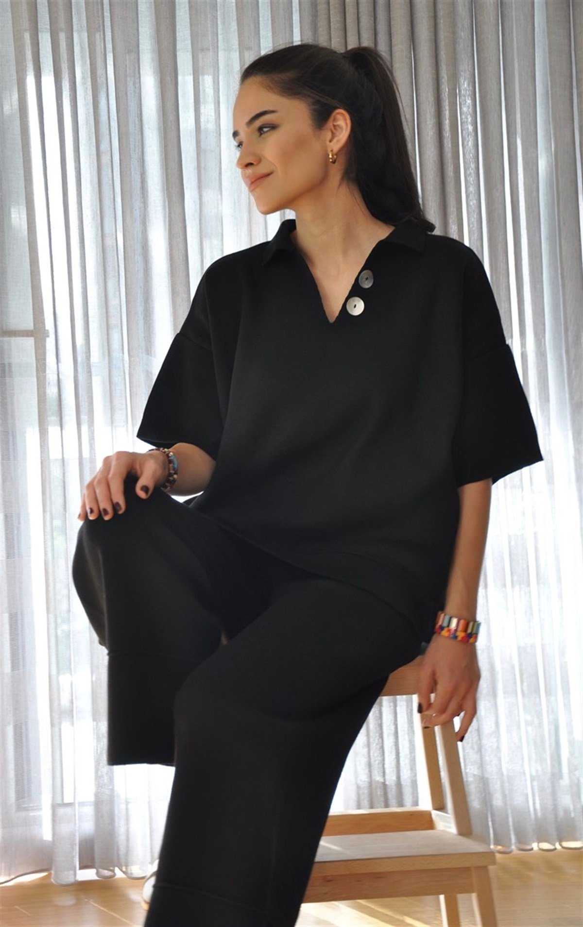 Düğmeli Takım(siyah)