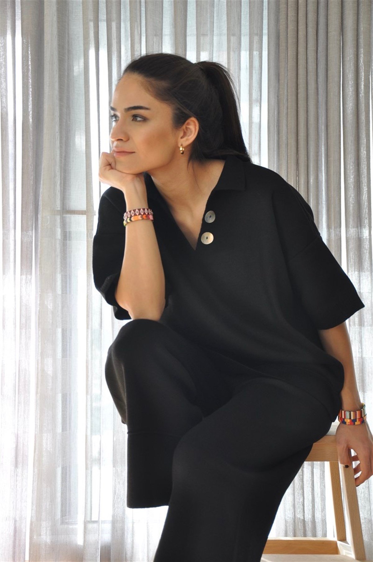 Düğmeli Takım(siyah)