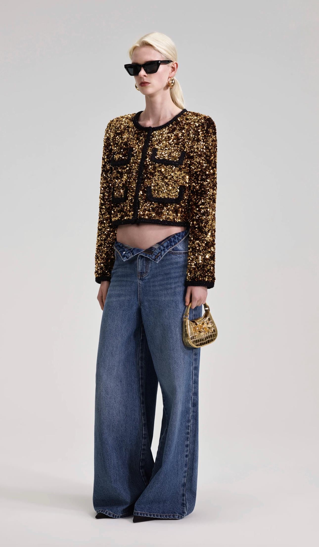 Gold Payetli Tasarım Ceket