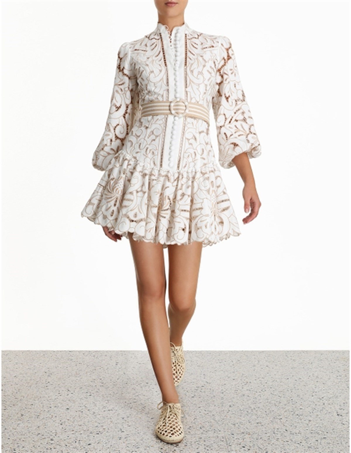 Kemerli Dantel Tasarım Elbise