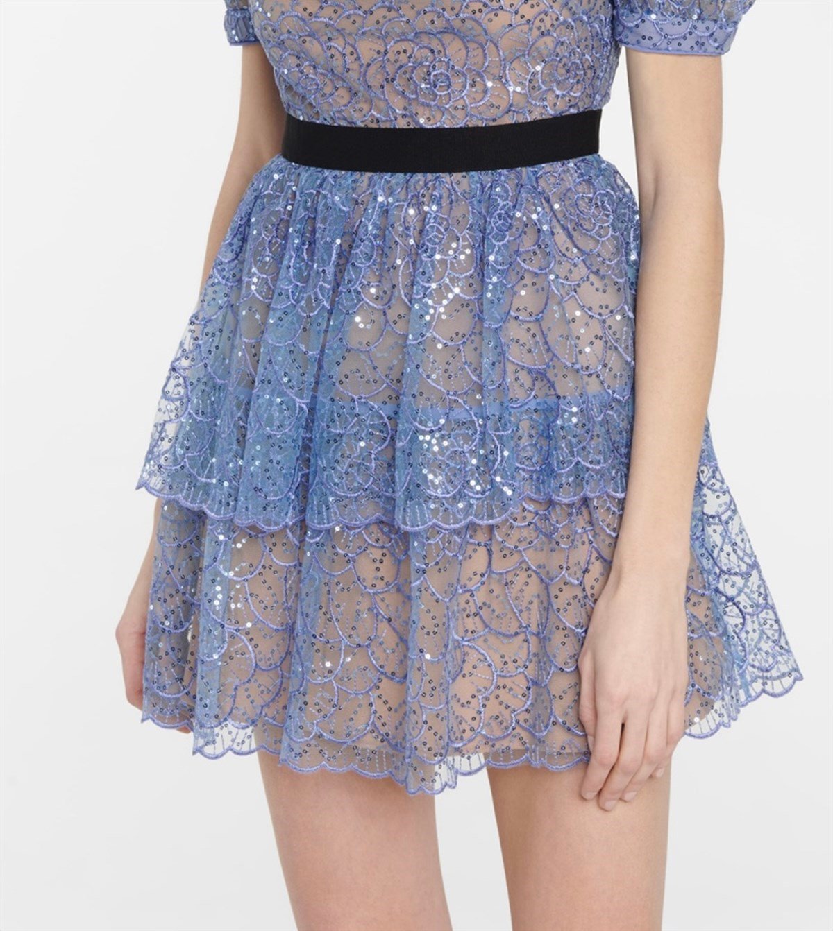 Mavi Pullu Tasarım Elbise